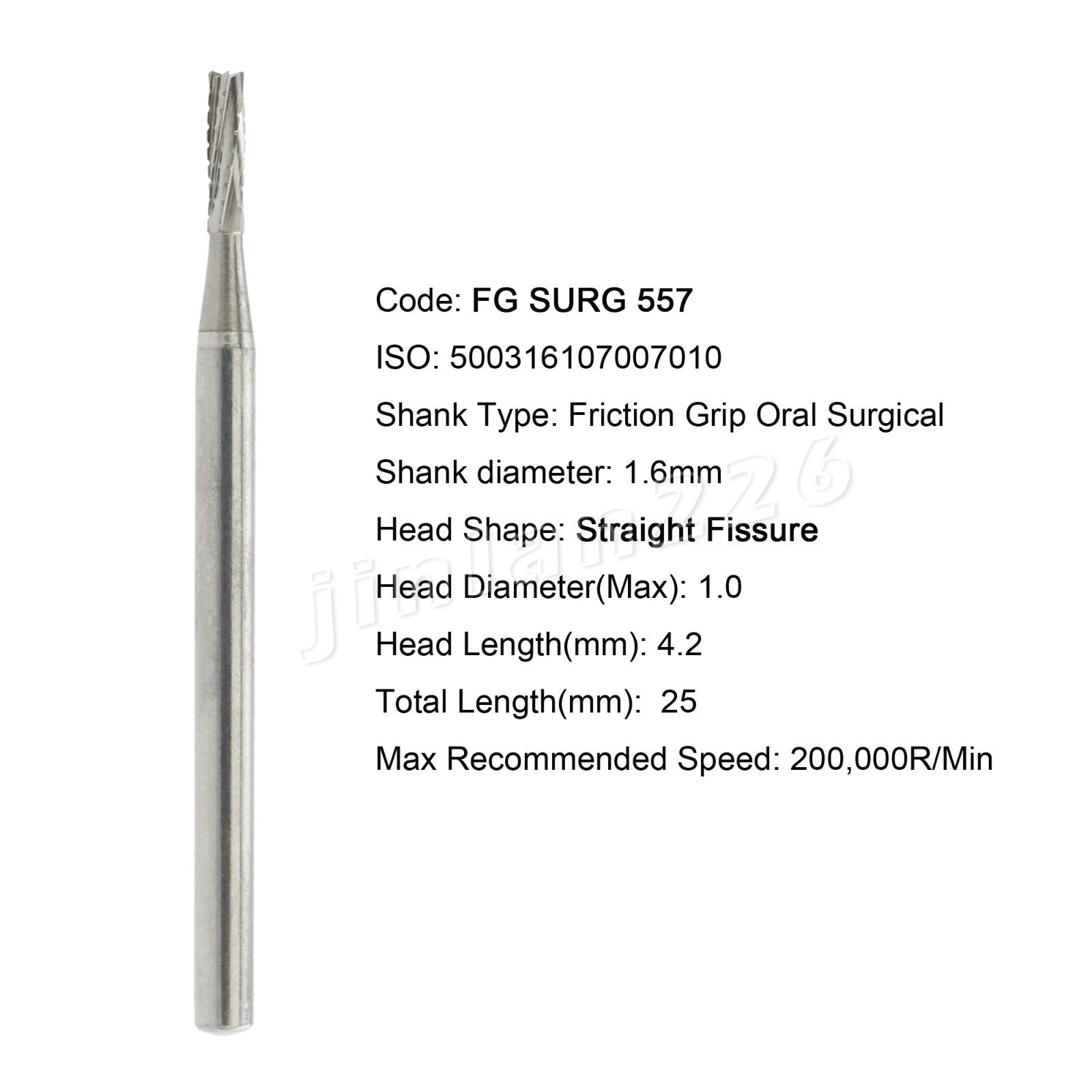 50pcs Dental Surgical Burs Carbide Bur FGOS 557 Straight Fissure FG SURG 25mm