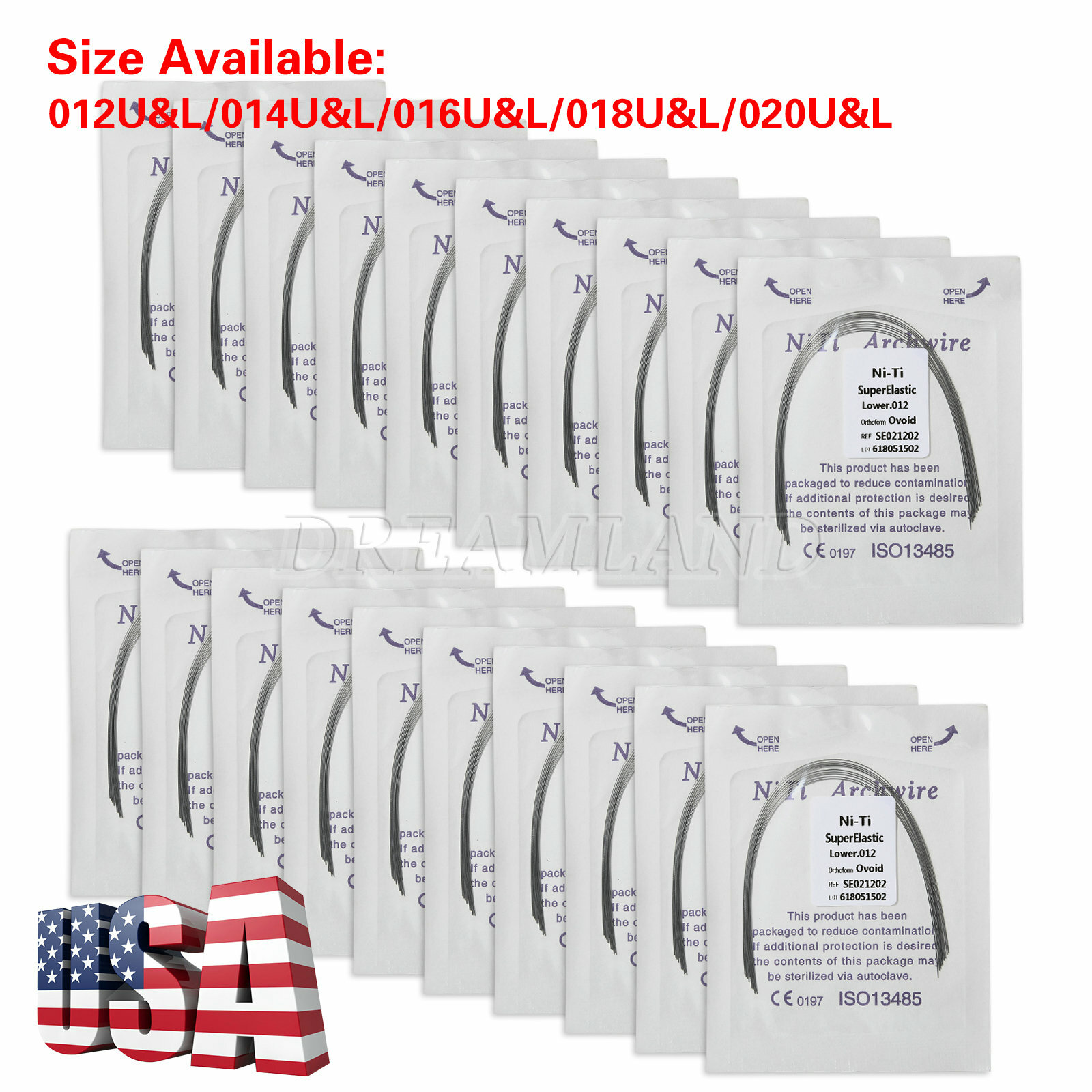 10pcs/pack Dental Orthodontic Super Elastic Niti Arch Wire Round Ovoid Form USA