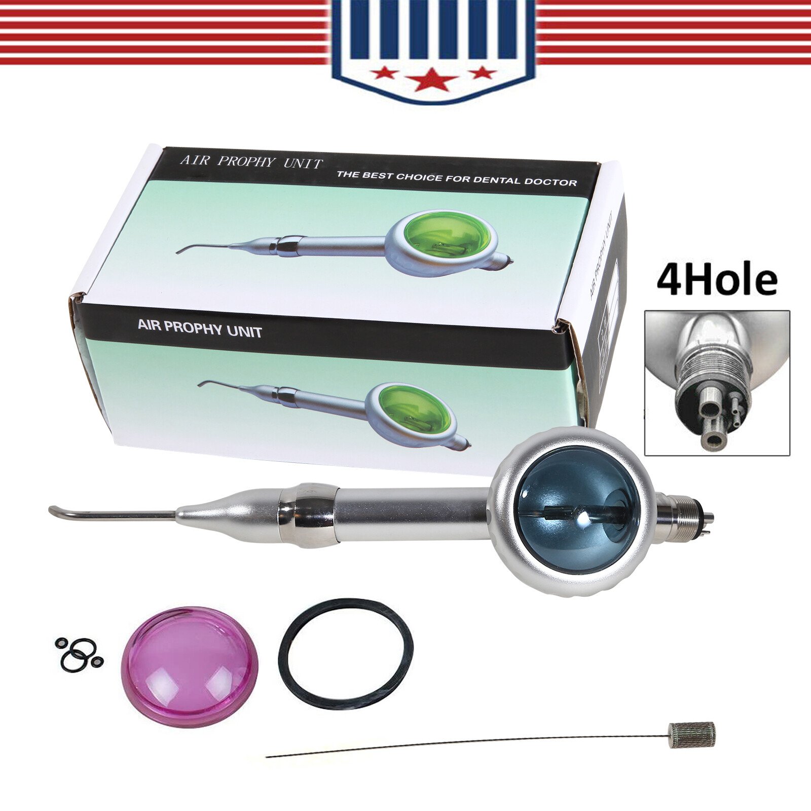 Dental Air Polisher Flow Teeth Polishing Handpiece Hygiene Prophy Jet 4 H &Tip