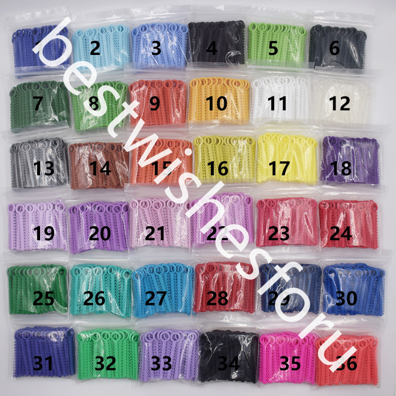 1040 Pcs Dental Ligature Ties Orthodontics Elastic Rubber Bands Multi 36 Colors