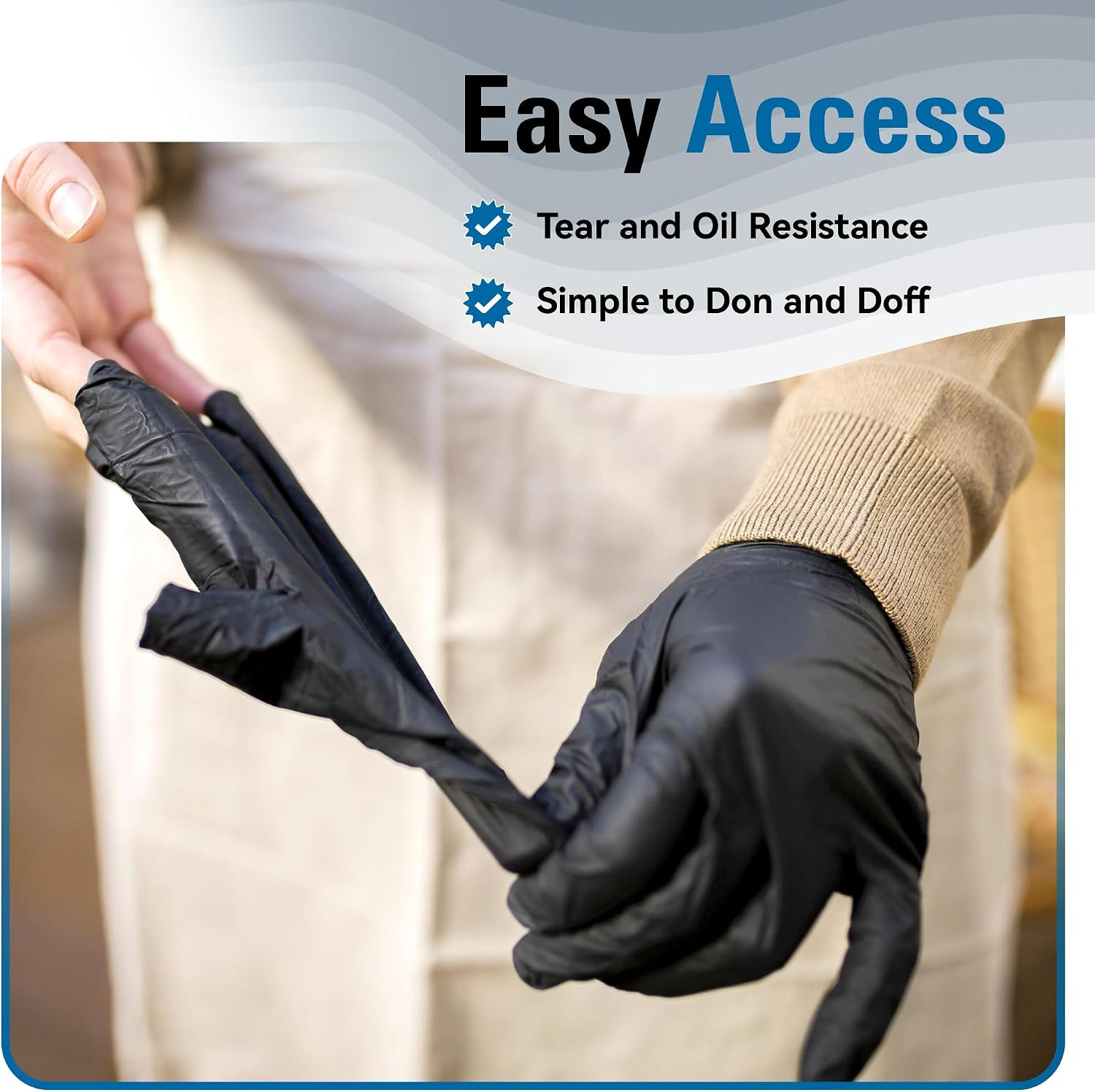 Nitrile Gloves Disposable Latex Free, 4 Mil Black Food Grade Powder Free Rubber