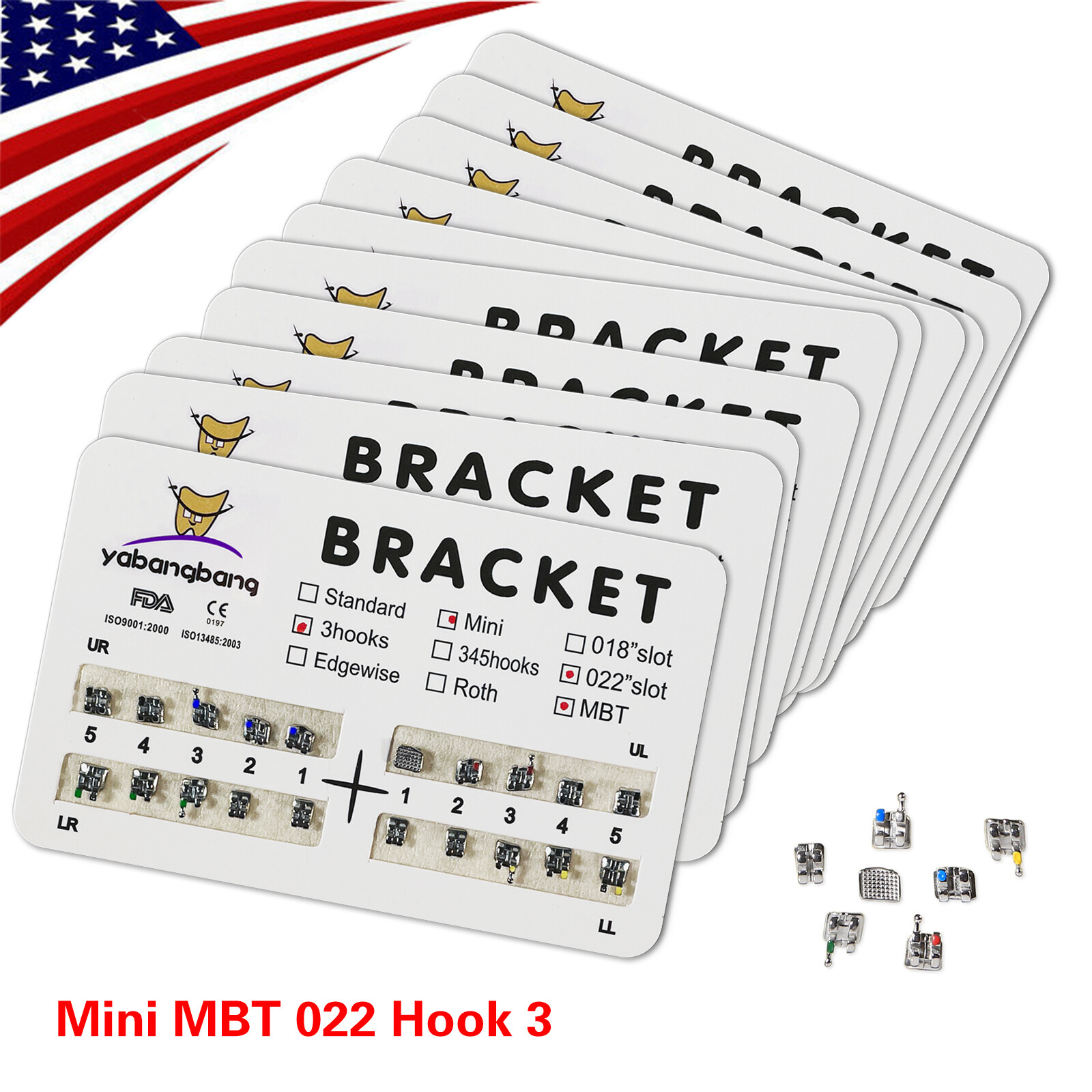 10-200 Packs Dental Orthodontic Brackets Brace Metal Mini MBT.022 Hook 3 Ua