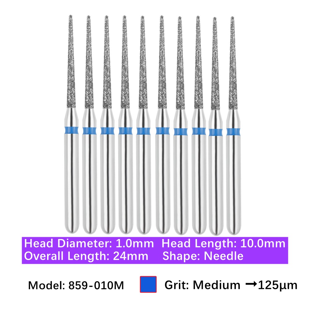 10/pk Vakker Dental Needle FG Diamond Burs 859-010M Medium Grit for High Speed