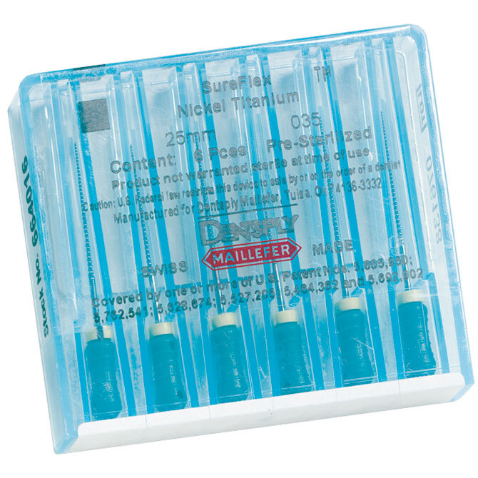 Endodontic Sureflex Nickel Titanium Hand Files by Dentsply Maillefer (6/Pack)