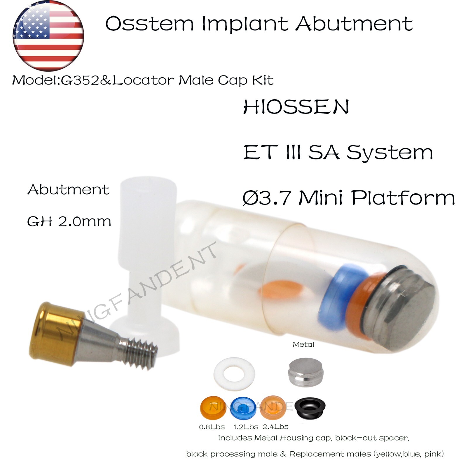 US Implant Locator Abutment & Retention Caps For Hiossen ET III Mini/Standard
