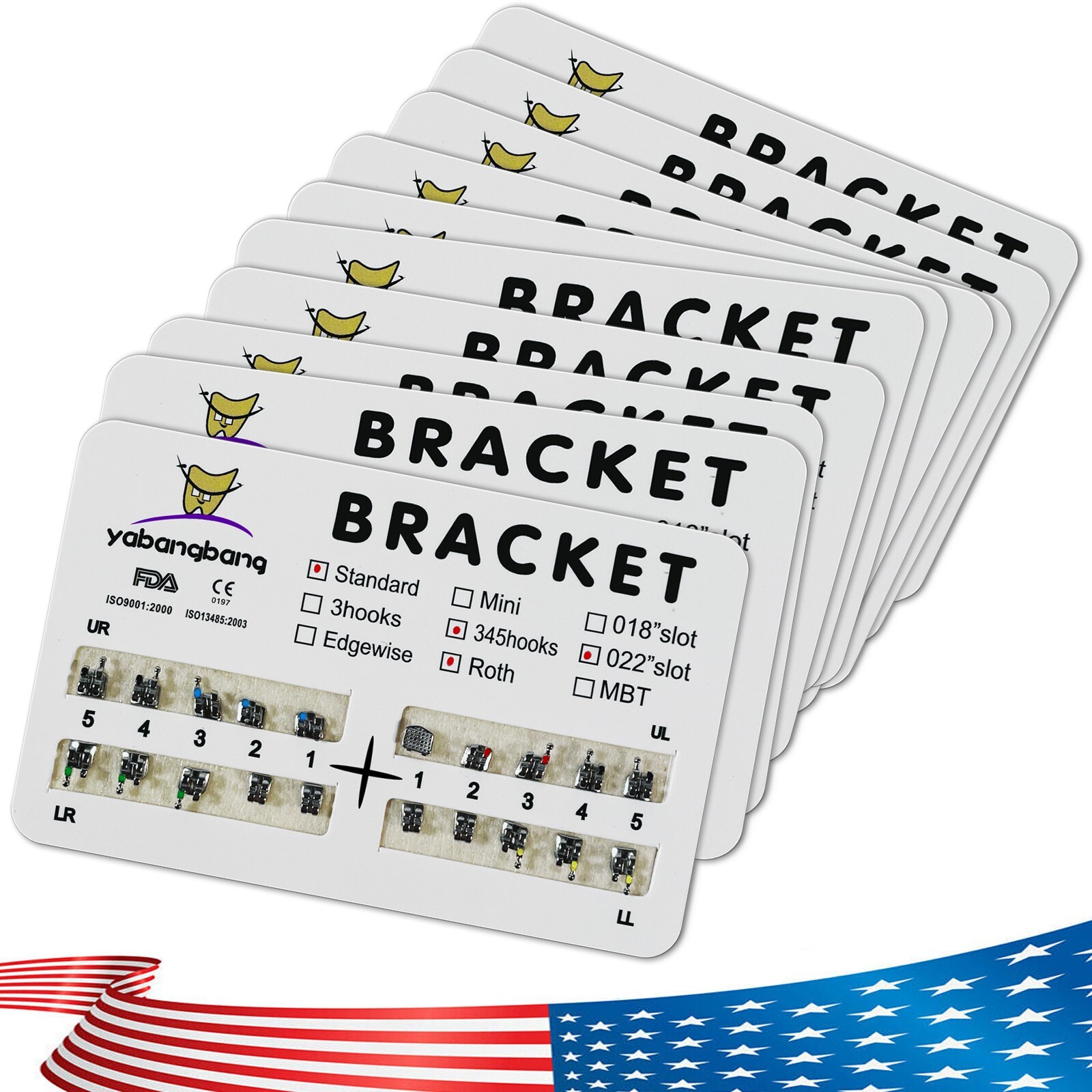10 Packs/200 pcs Ortho Metal Standard ROTH 022 Slot 3 4 5 Hooks Brackets Braces