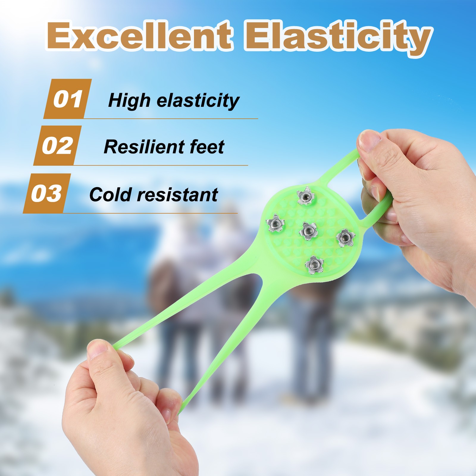 3 Pcs Non-Slip Spikes, 5 Tooth Steel Nails Ice Cleats, Green Size-M