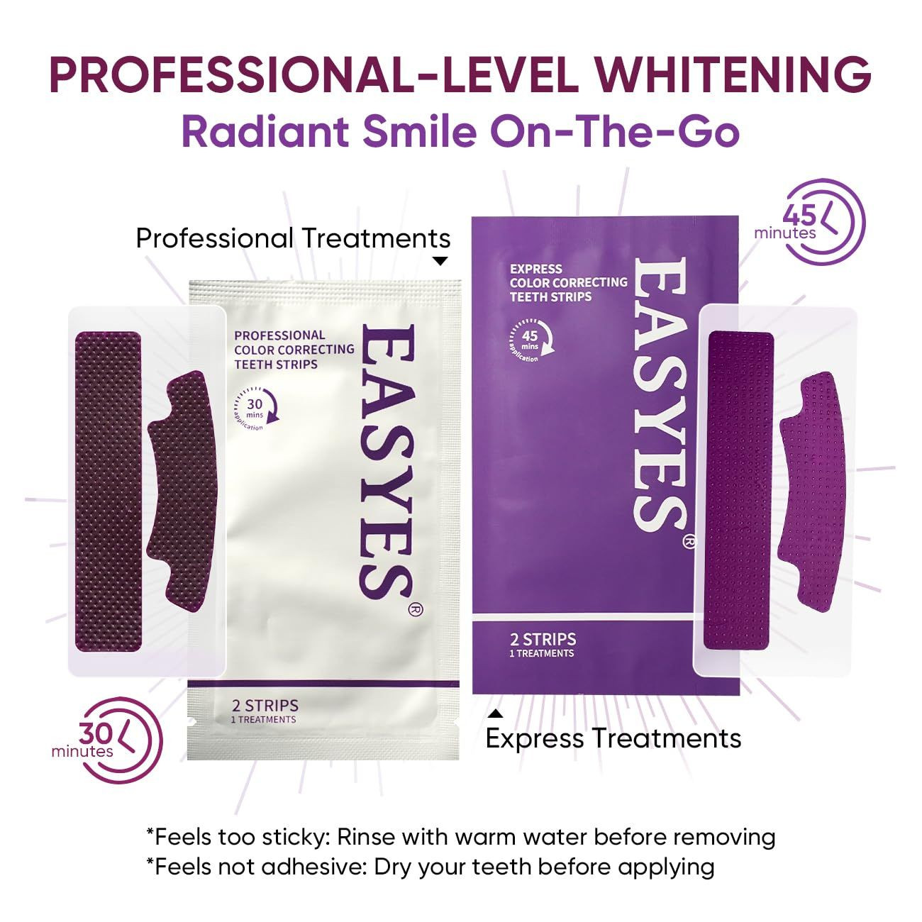 EASYES Purple Teeth Whitening Strips, Color 1 Count (Pack of 14),
