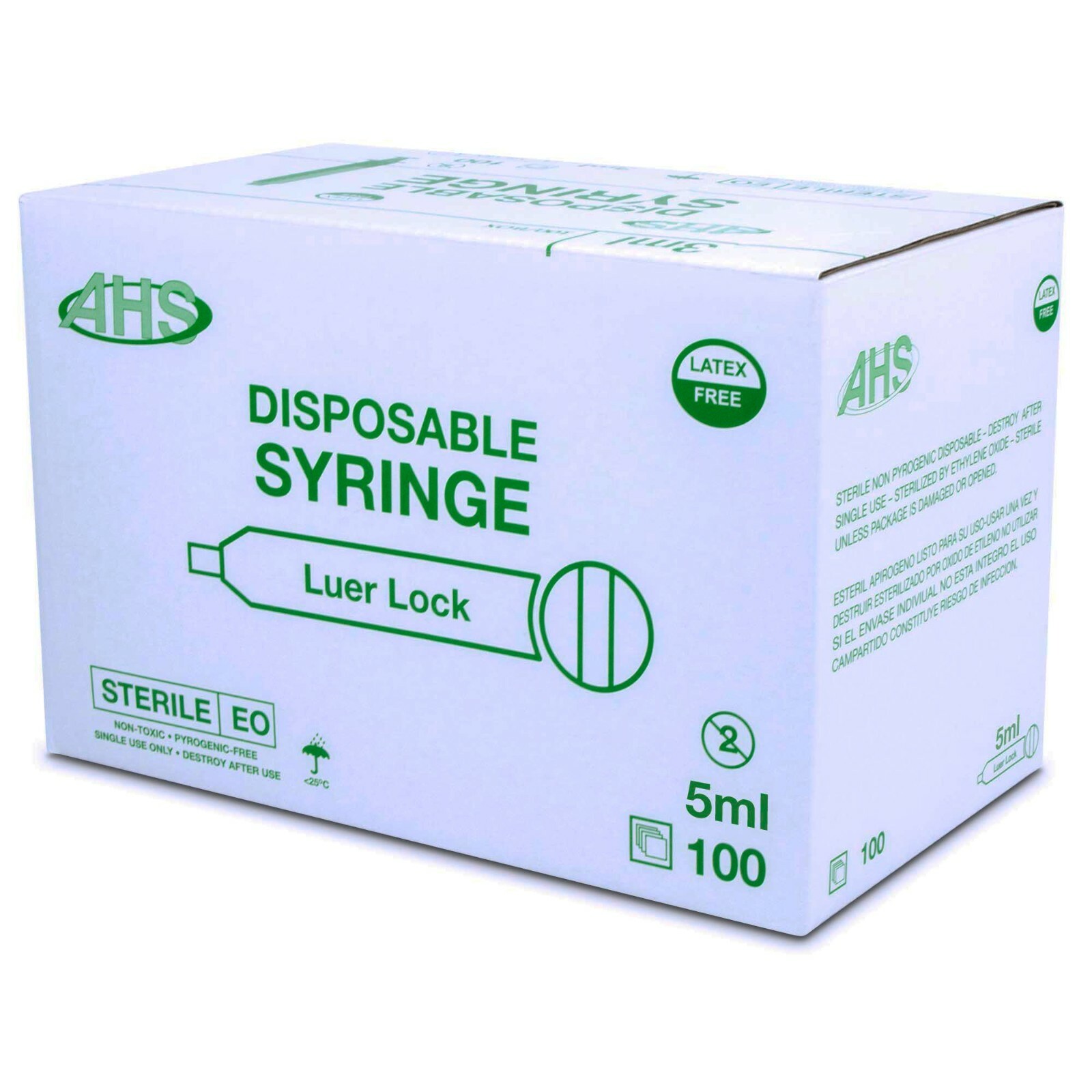 AHS 5ml (5cc) Luer Lock Syringe, 1000/Case