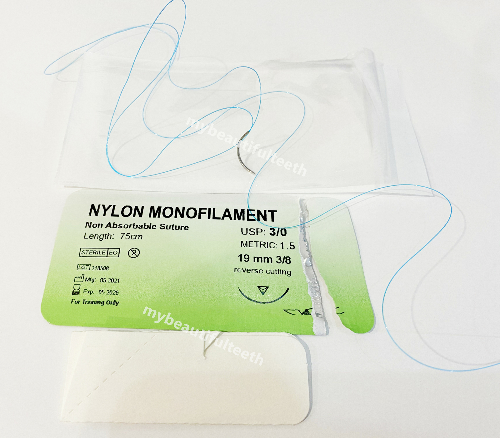 100Pcs Dental Sutures Reverse Suture Metric 1.5 Nylon Monofilament 5-0 4-0 3-0