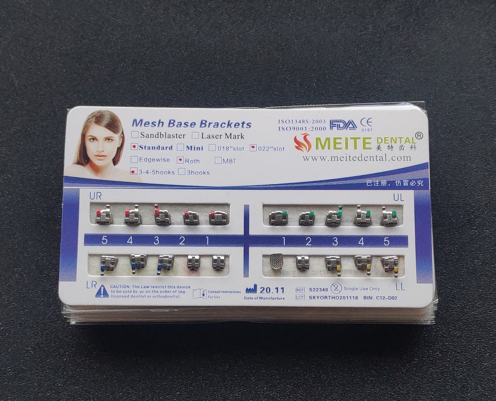 10 Packs Dental Orthodontic Metal Bracket Braces Standard Roth MBT Mesh Base