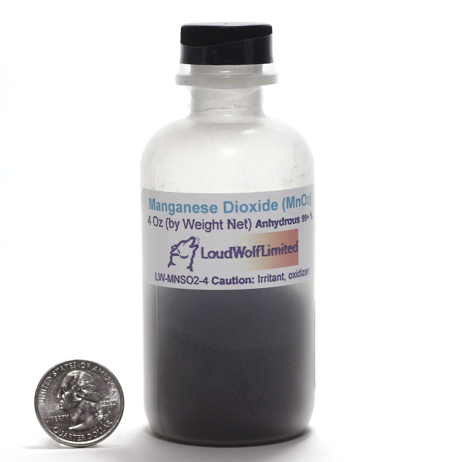 Manganese Dioxide, 4oz, Reagent Grade 99% Pure, Sturdy Bottle SHIPS SAME DAY