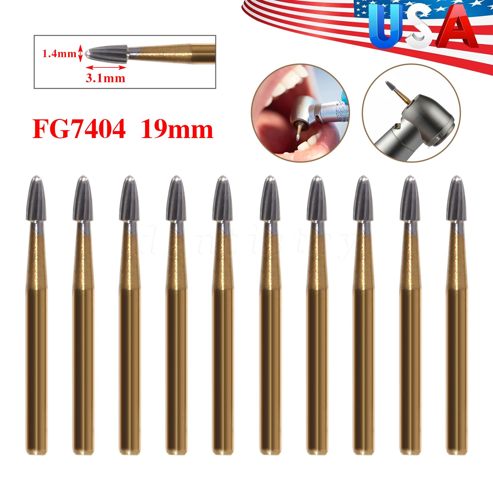 FG #7404 Egg Shape Trimming & Finishing Burs 10/Pk