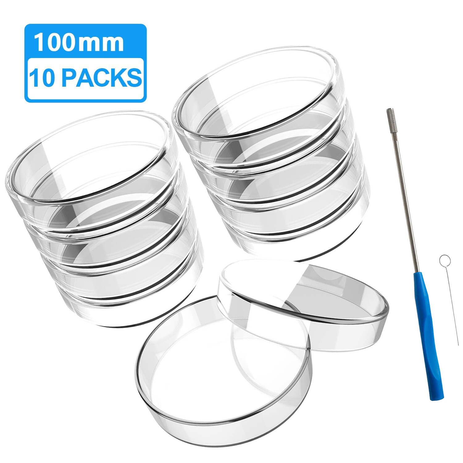 100ml Sterile Glass Petri Dishes Set High Borosilicate Lab Petri Plates w/ Lids