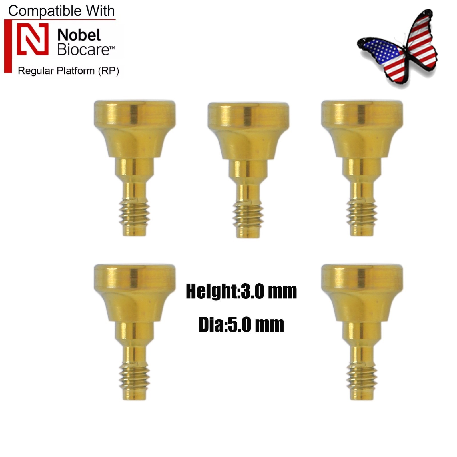 US Nobel Active Dental Regular Platform RP Healing Abutments & Cap Closure Screw