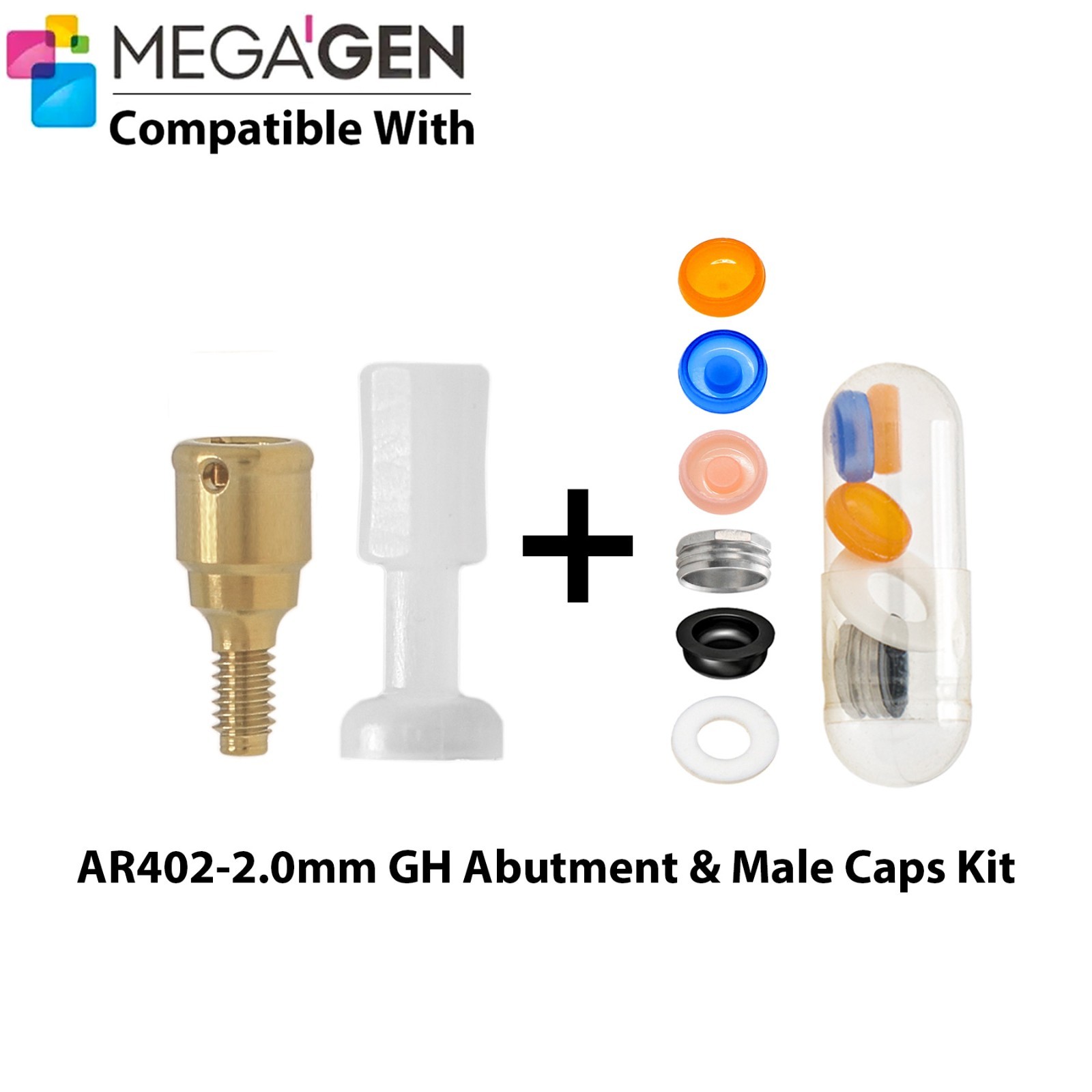 Dental Locator Abutment & Male Cap Compatible MegaGen AnyRidge AR Implant System