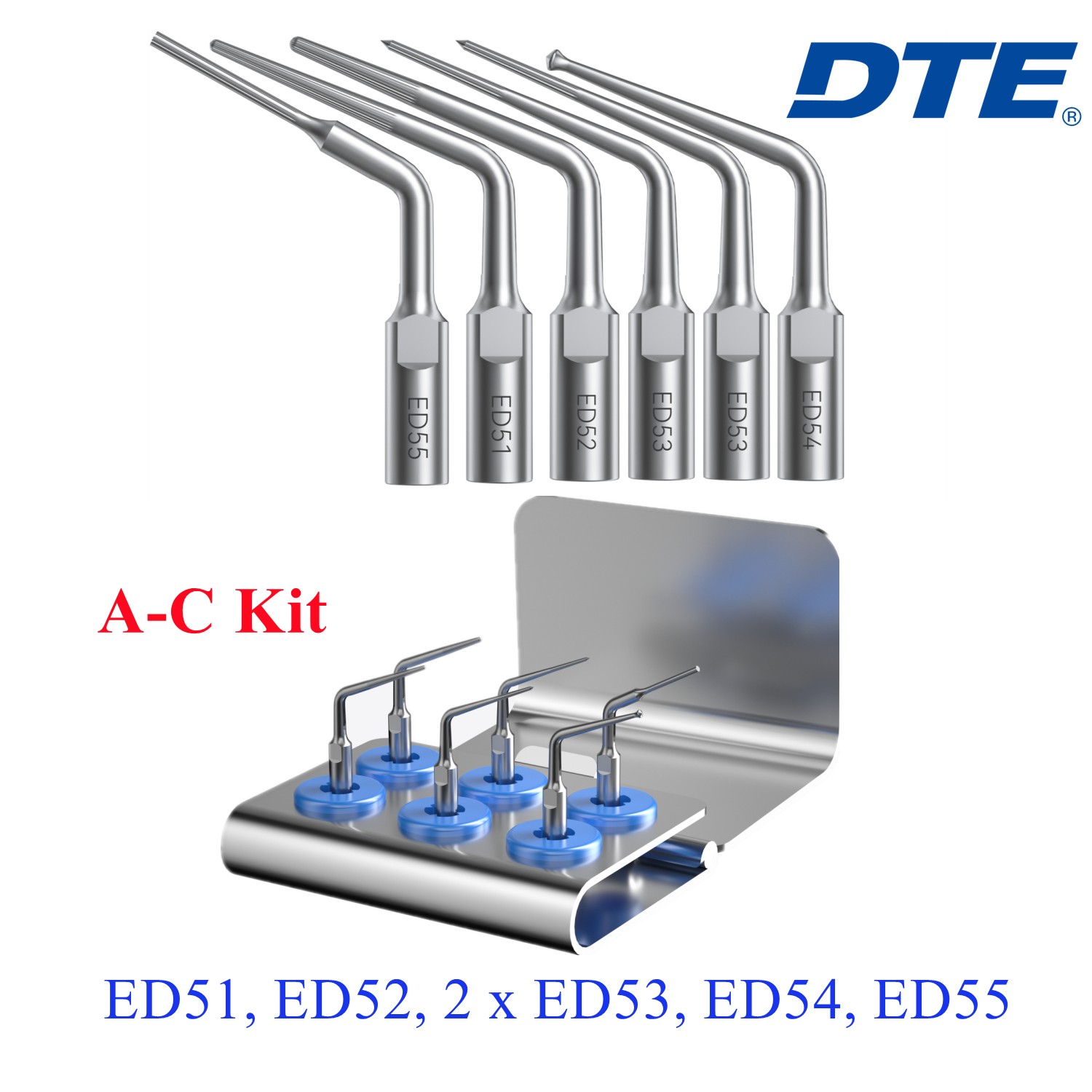 Woodpecker DTE Dr Castellucci’s Access Cavity Kit Endo Ultrasonic Tips ED51-ED55