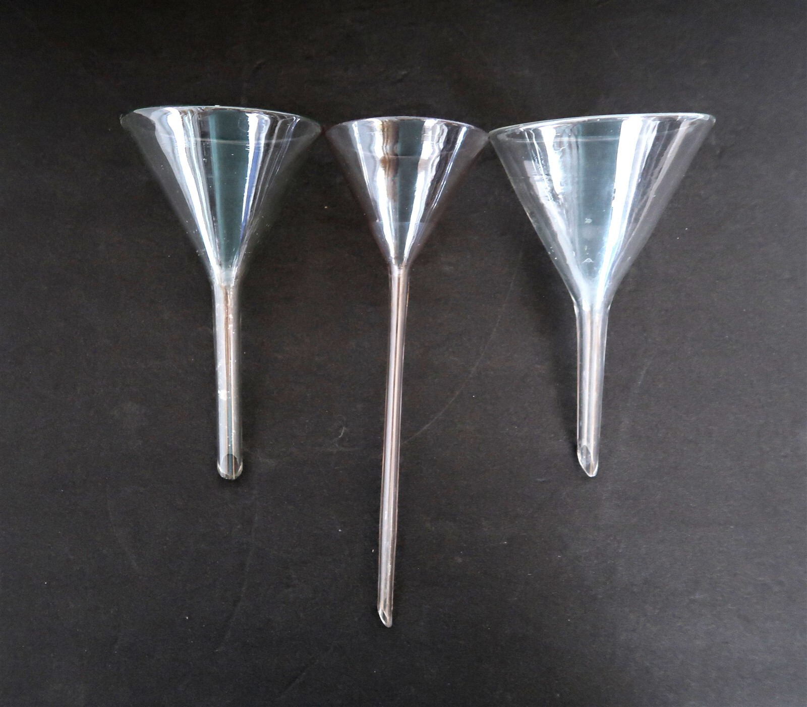 Lot of Lab Glass Funnels Scientific Instruments in 3 Mixed Sizes