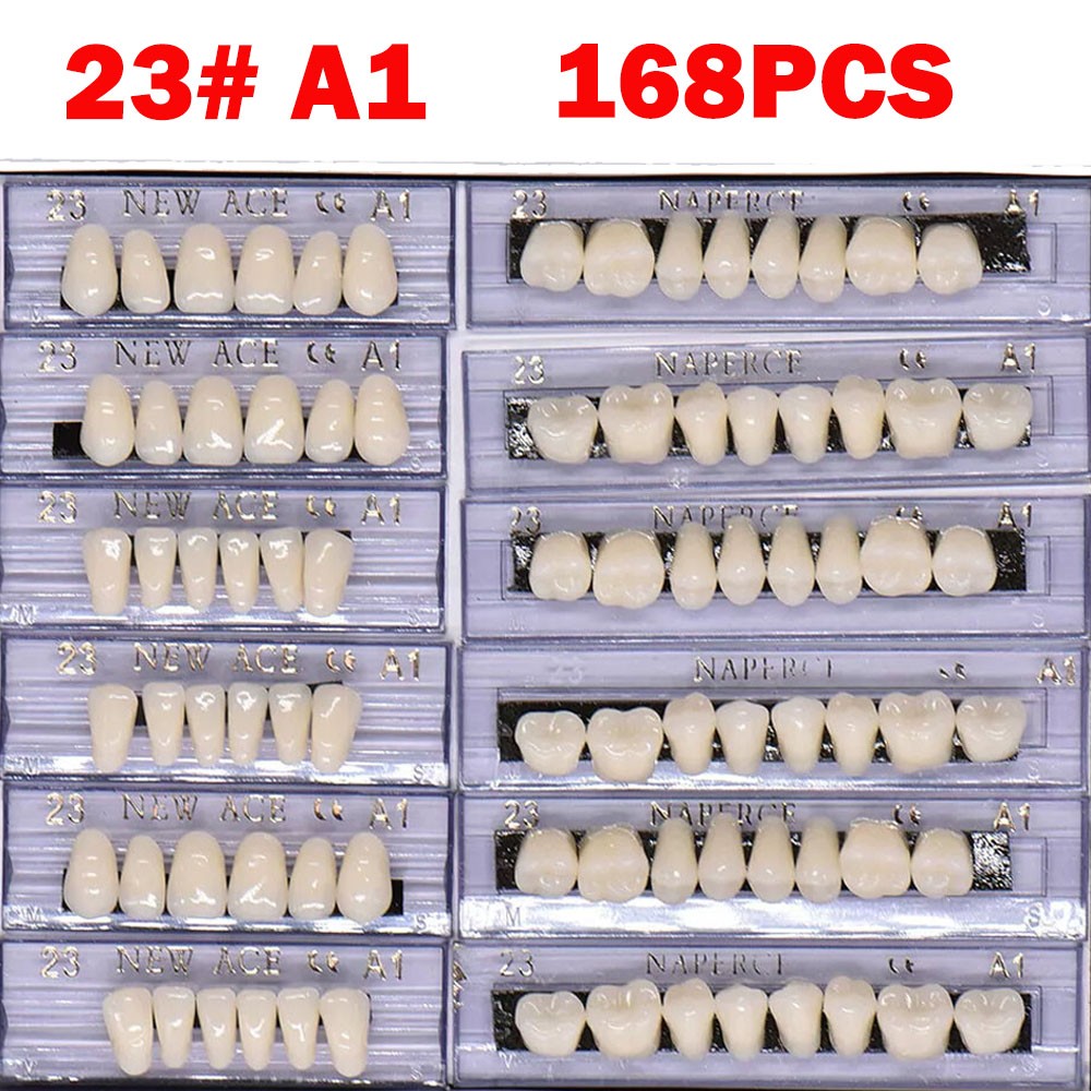 168Pc Dental Acrylic Resin False Teeth 23# Shade A1 Denture Full Upper Lower HOT