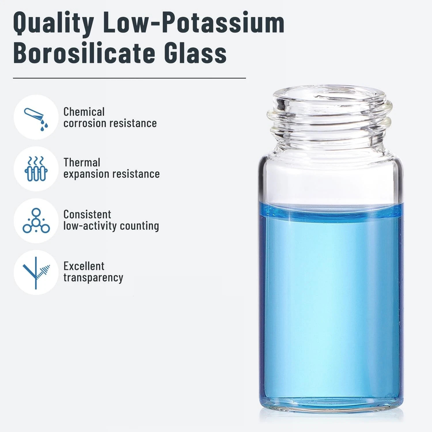 1000x 20ml Scintillation Vials Glass Sample Vials Lab Vials w/ cap (Cone Shaped)