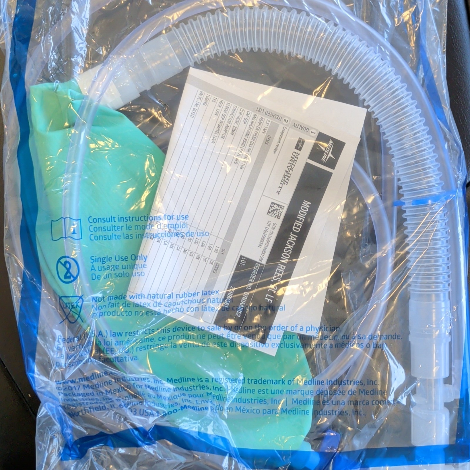 Medline Modified Jackson Rees 2L LF Anesthesia Breathing Circuit DYNJAAJRS2