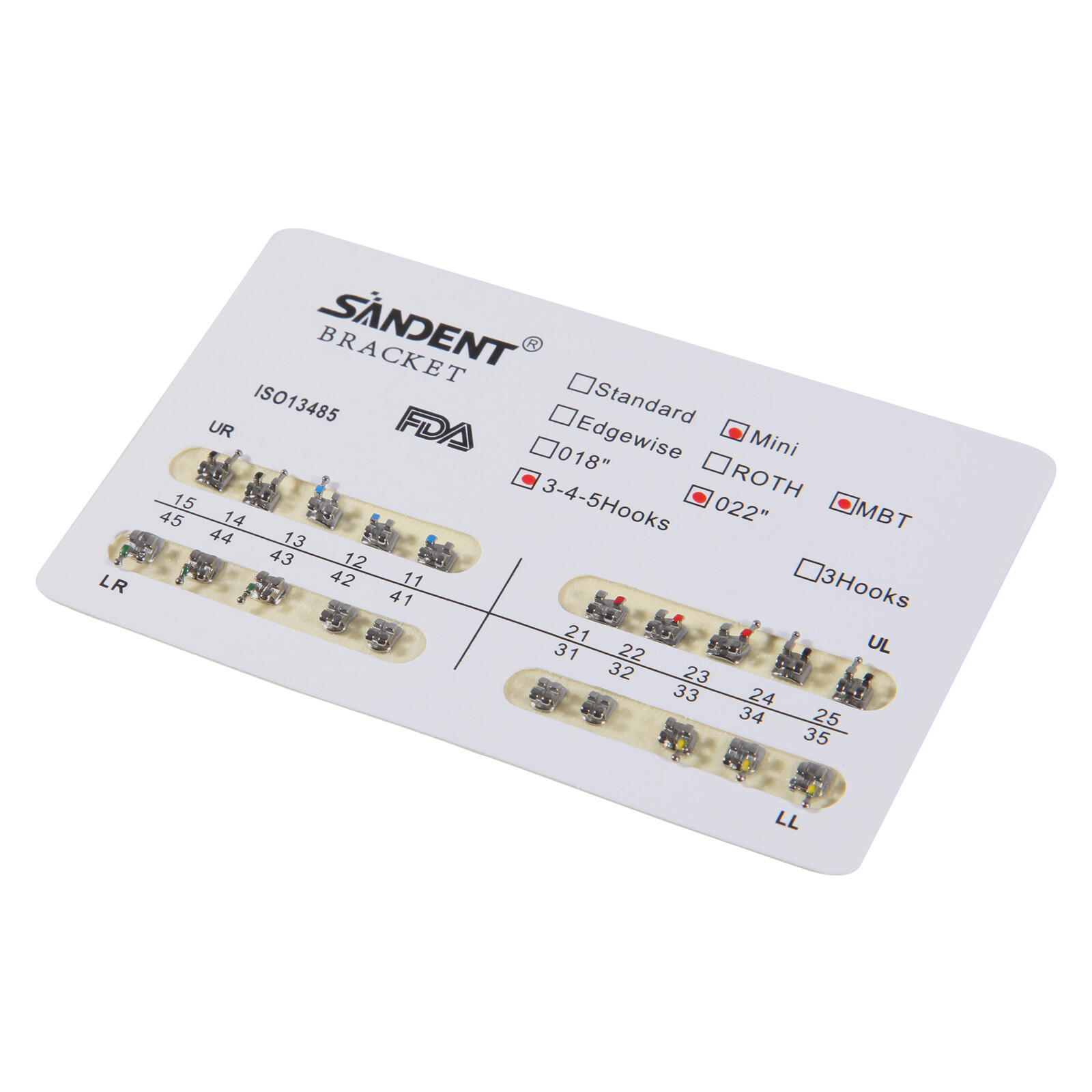 10 Packs/200pcs Orthodontics Metal Mini MBT 022 Slot Bracket 345 Hooks USA STOCK