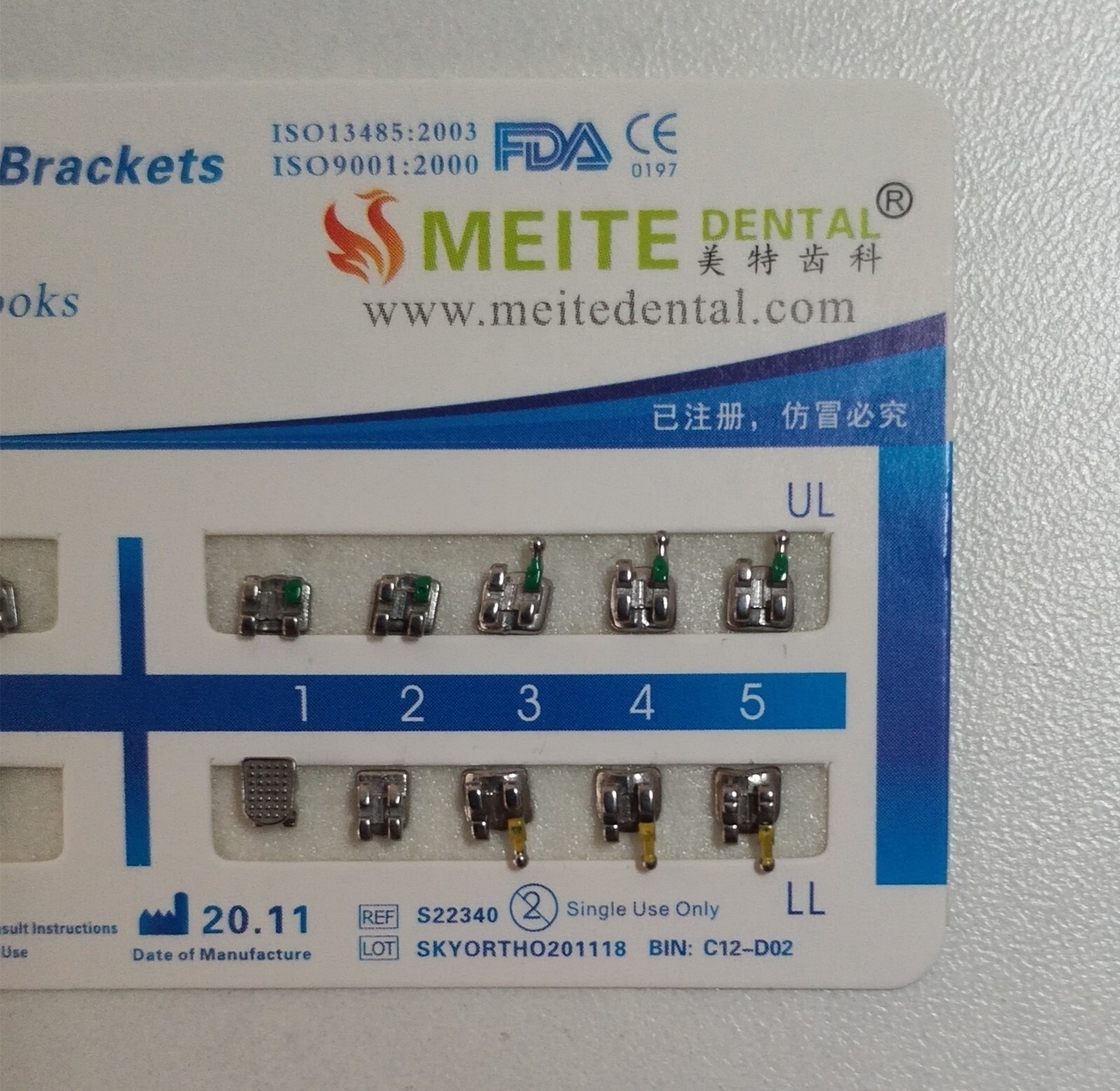 10Sets Dental Orthodontic Brackets MIM Monoblock Mini Roth/MBT 022 345 Hooks