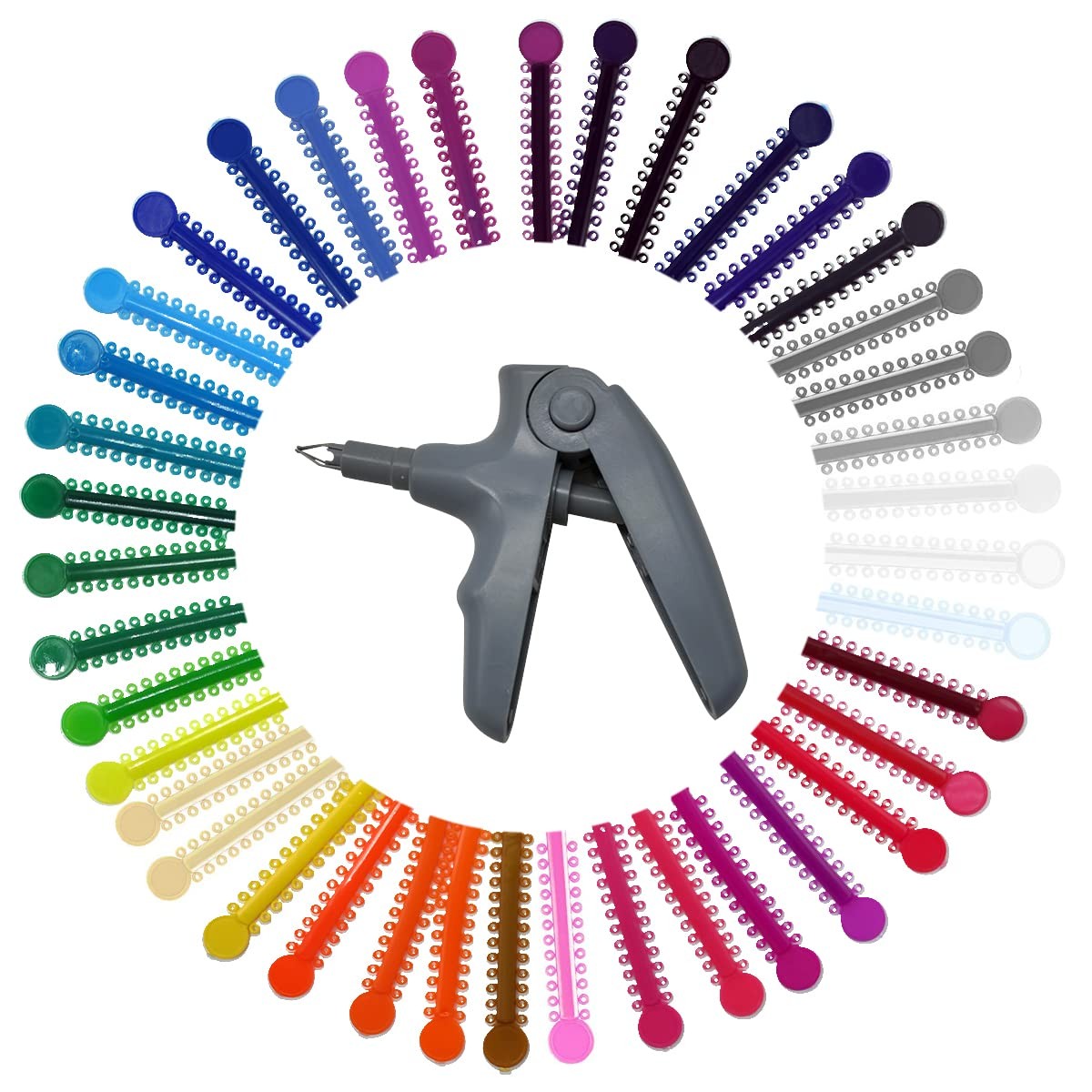 Orthodontic Ligature Ties Kit – 1040 Multi-Color Rubber Bands with Orthodontic L