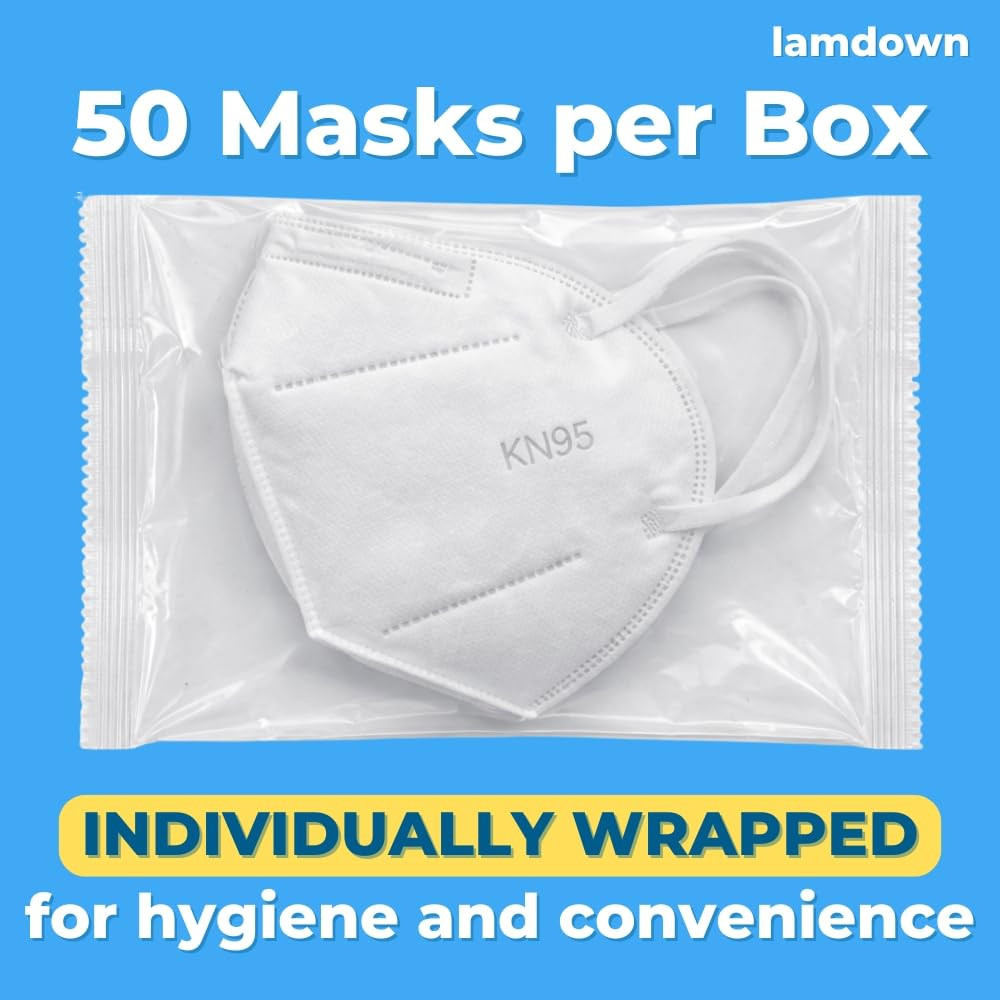 KN95 Face Masks, Individually Wrapped, Premium Disposable Dust Mask, White