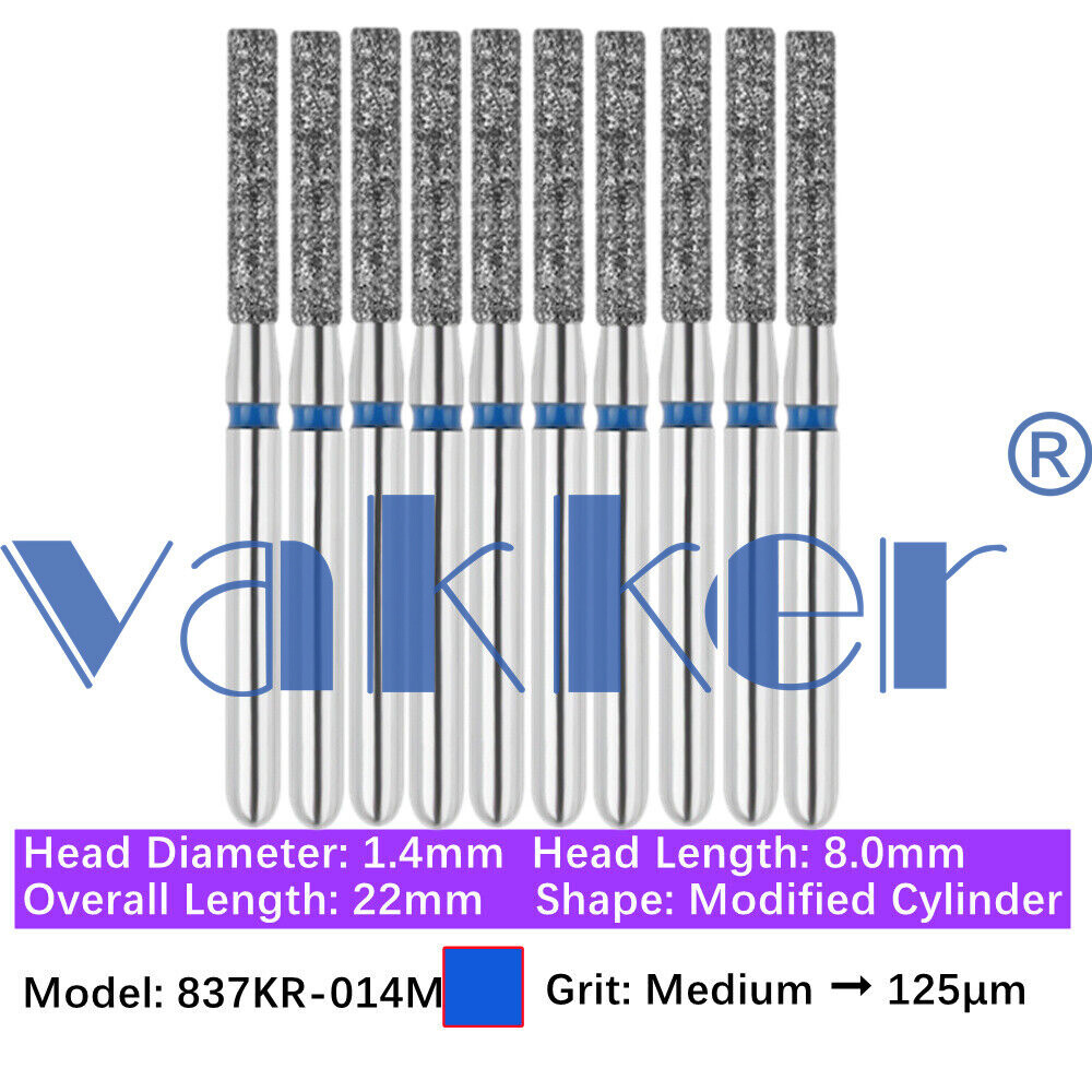 10pc Diamond Burs Shape Flat & Round End Modified Cylinder Fine Medium Coarse