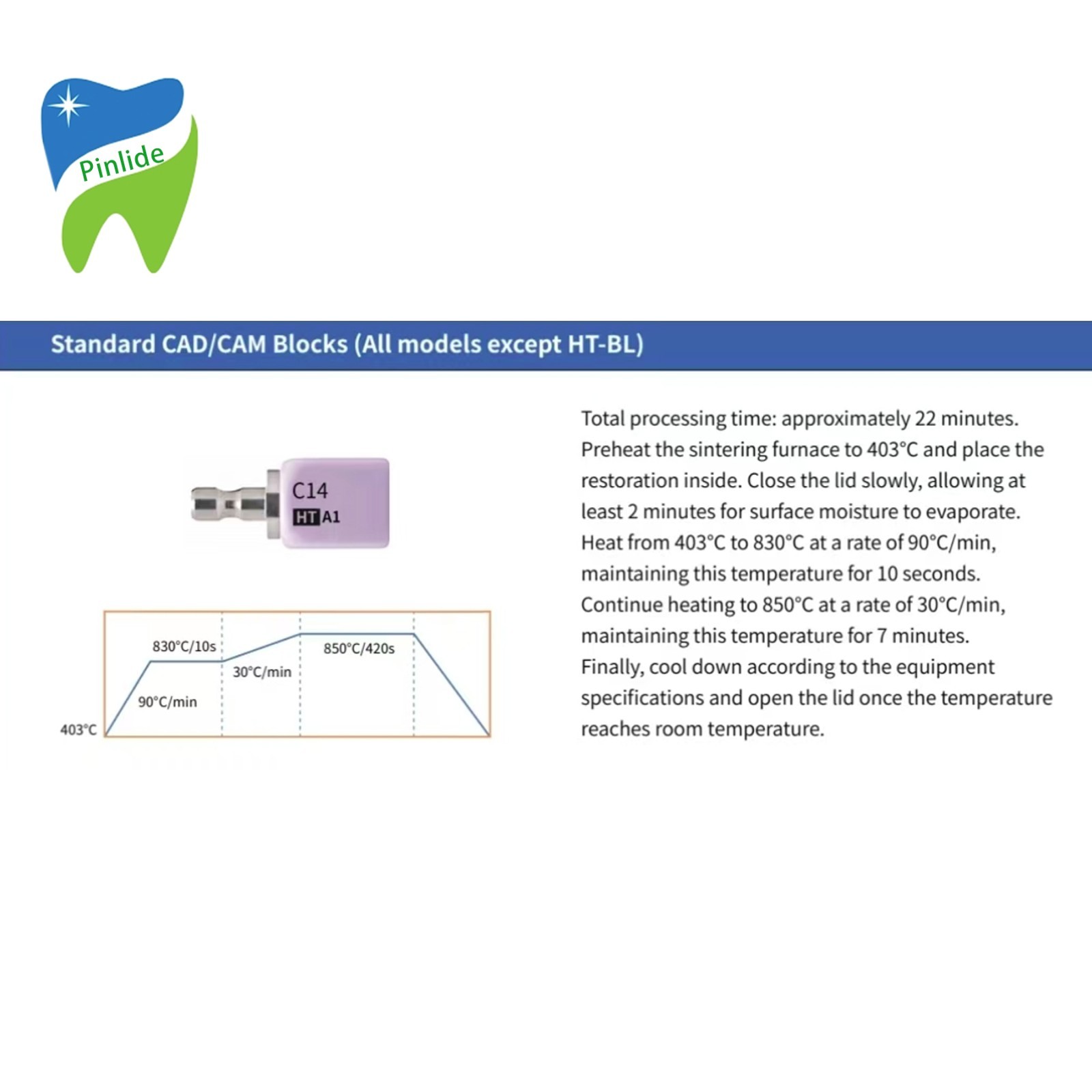 Dental lithium disilicate glass-ceramic C14 HT/LT InLab IPS e.max CAD/CAM Blocks