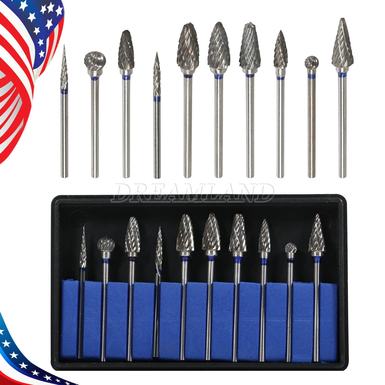 10 Tungsten Steel bur for 35000RPM Dental Lab MARATHON Handpiece SAEYANG drill