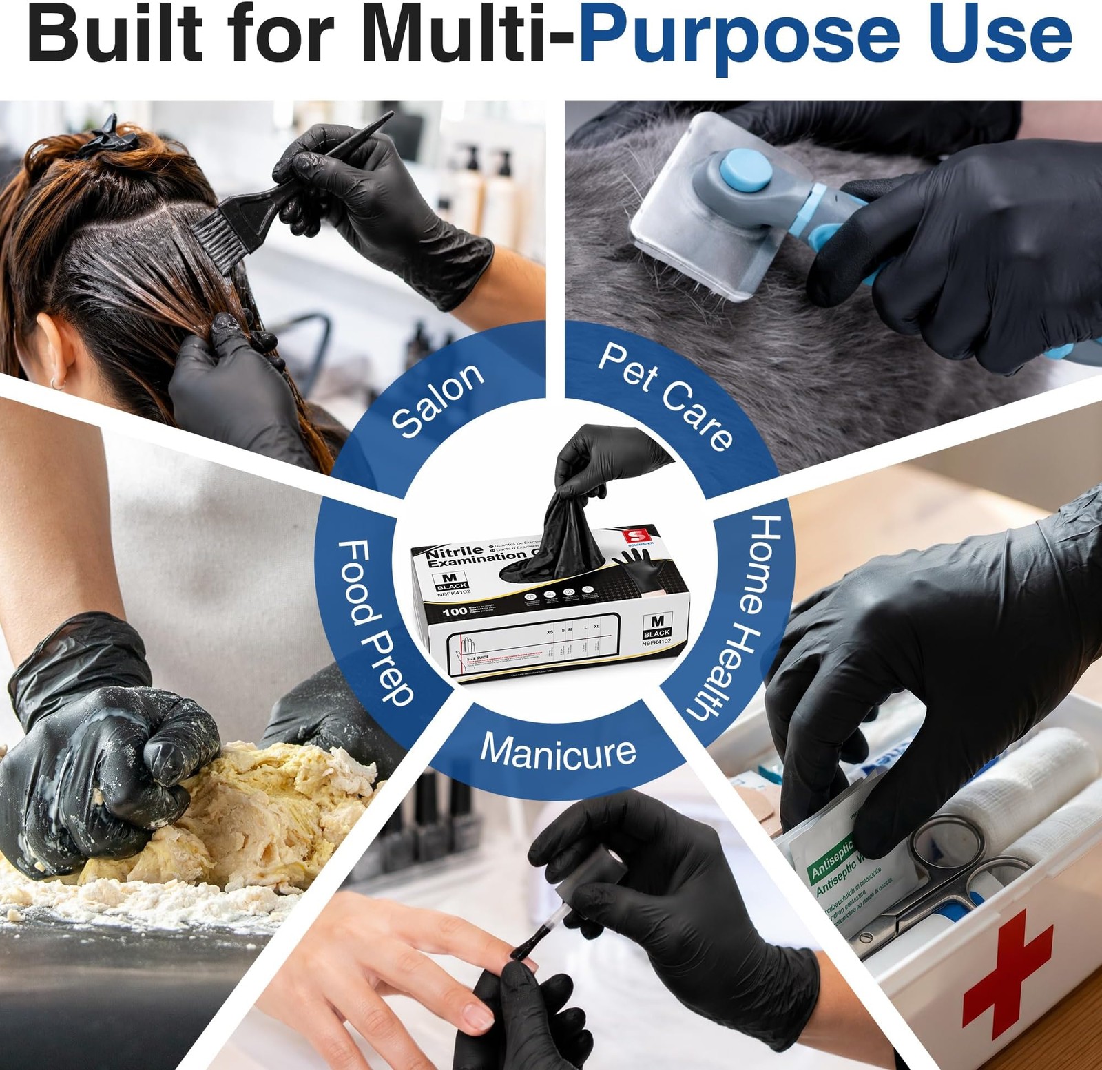 Schneider Medical Black Nitrile Exam Gloves, 5 Mil Latex-Free & Powder-Free D…