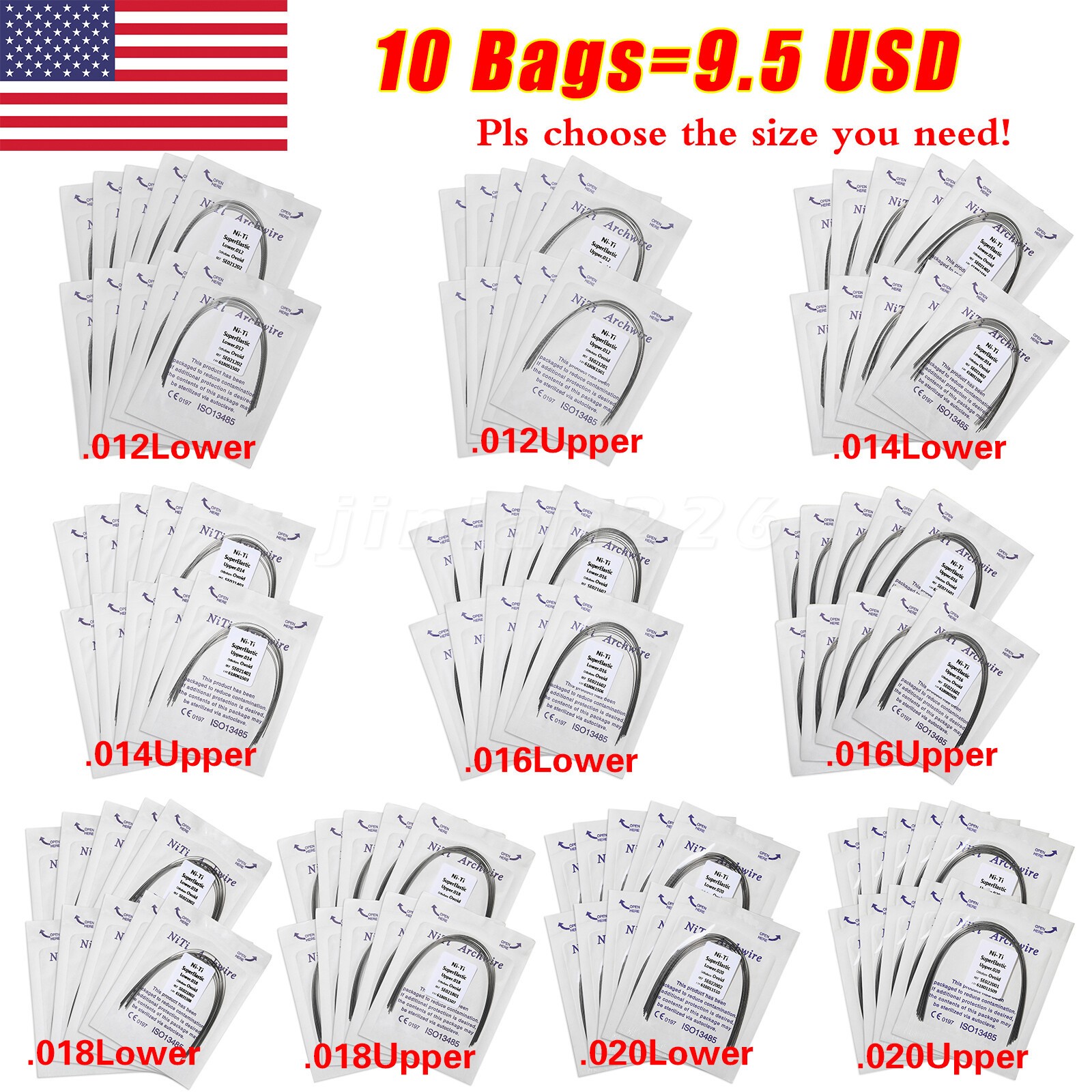 10 packs Arcos de Dental Ortodoncia Redondos Niti Arco de Alambre Su Arch Wire