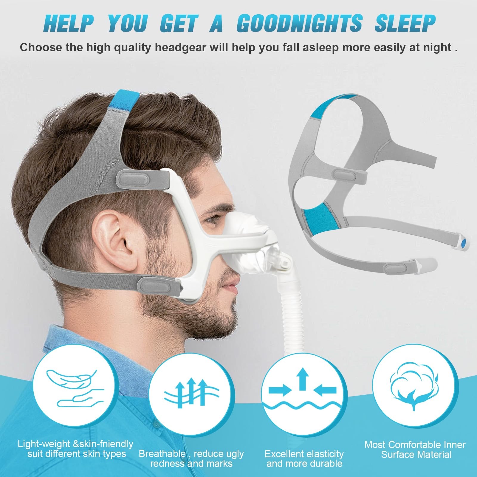 2-Pack Headgear for AirFit N20/ AirTouch N20 CPAP Masks – Replacement Grey
