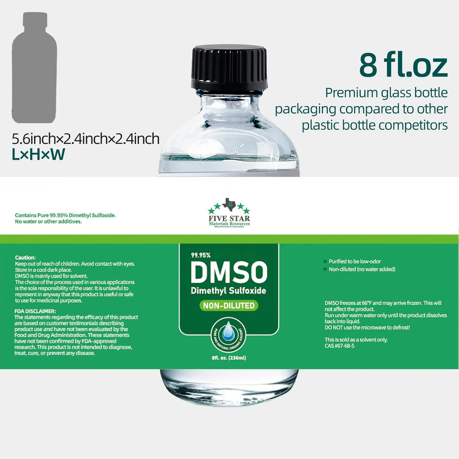 Dimethyl Sulfoxide (DMSO) 99.95% Pure Liquid |8 oz. DMSO Non-diluted | Undiluted