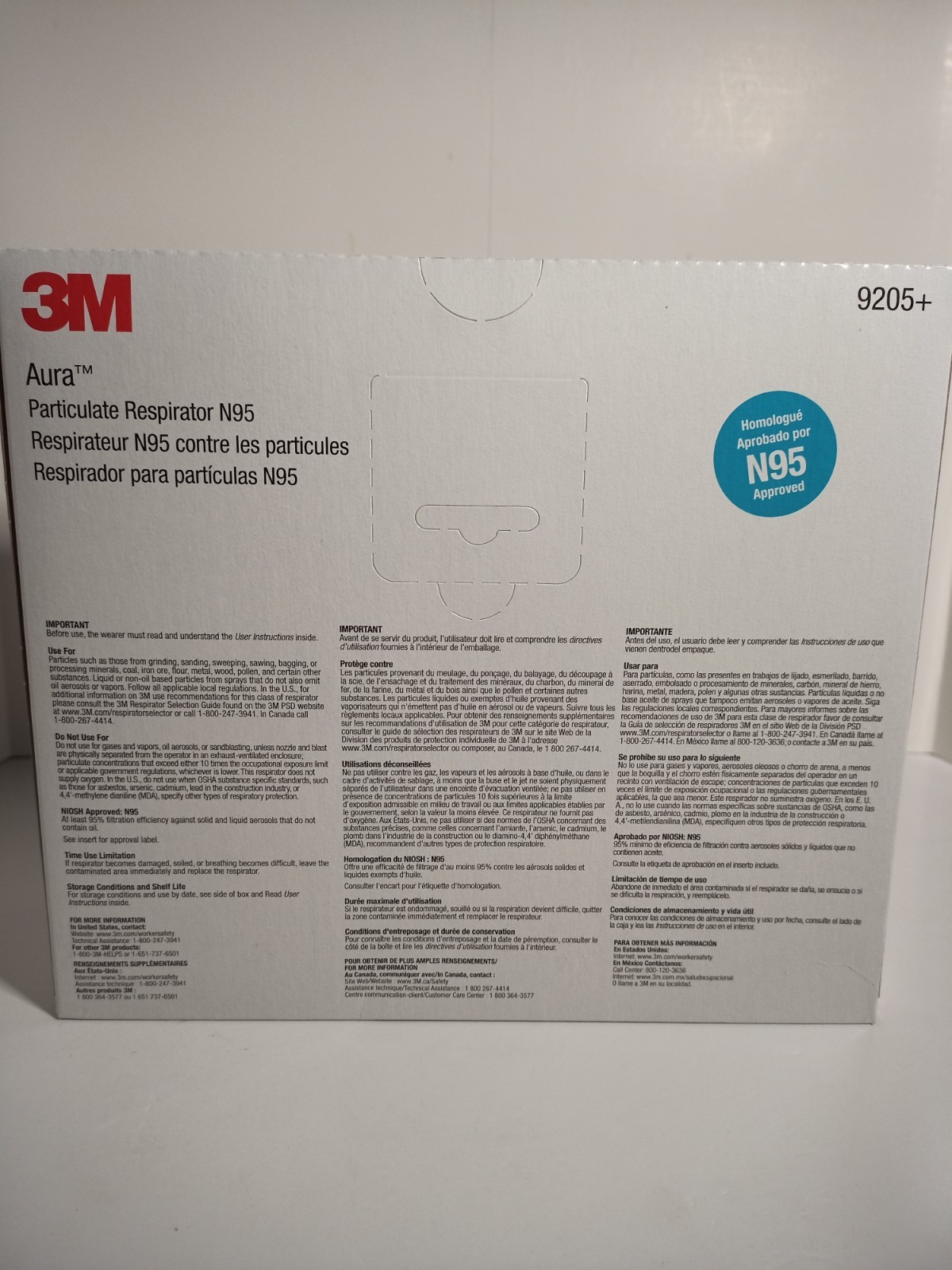 3M Aura 9205+ N95 NIOSH Approved Particulate Respirator Face Mask (20 Pack) New