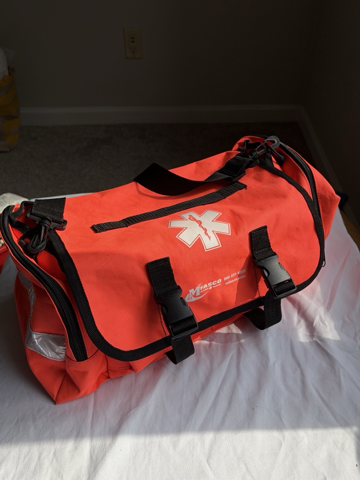 Masco EMS Trauma Bag Orange Medical Star Symbol Multiple Compartments