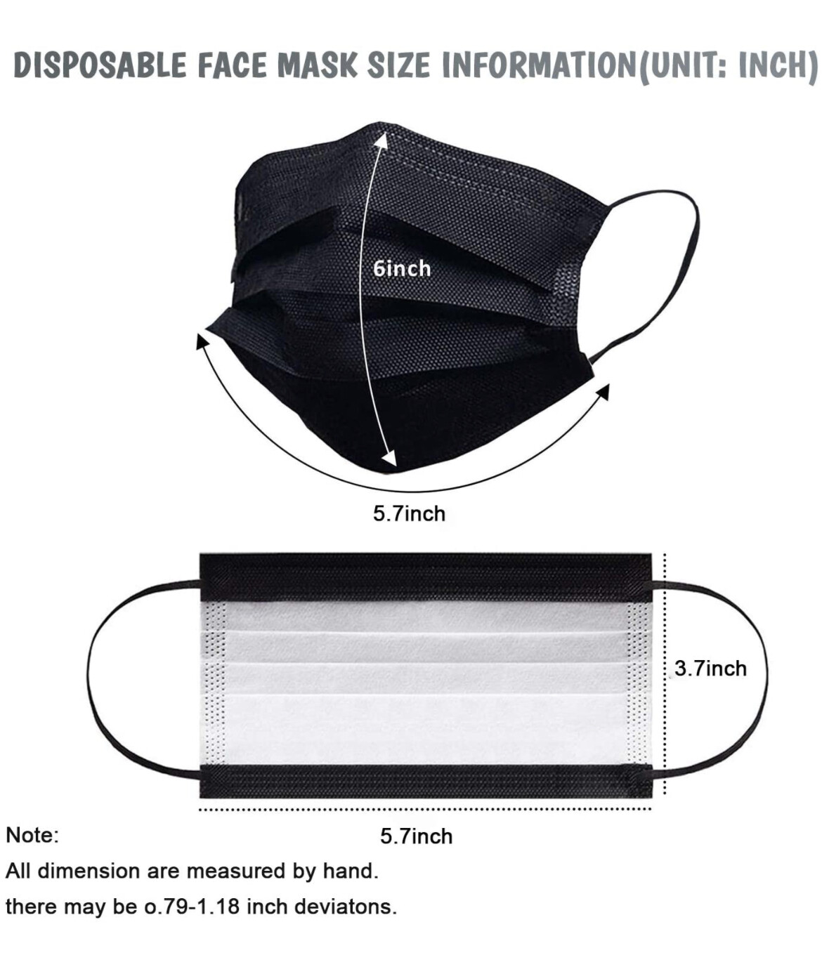 100/50/10 Pcs Black Face Mask Mouth Cover Protector Respirator Filter Kids Masks