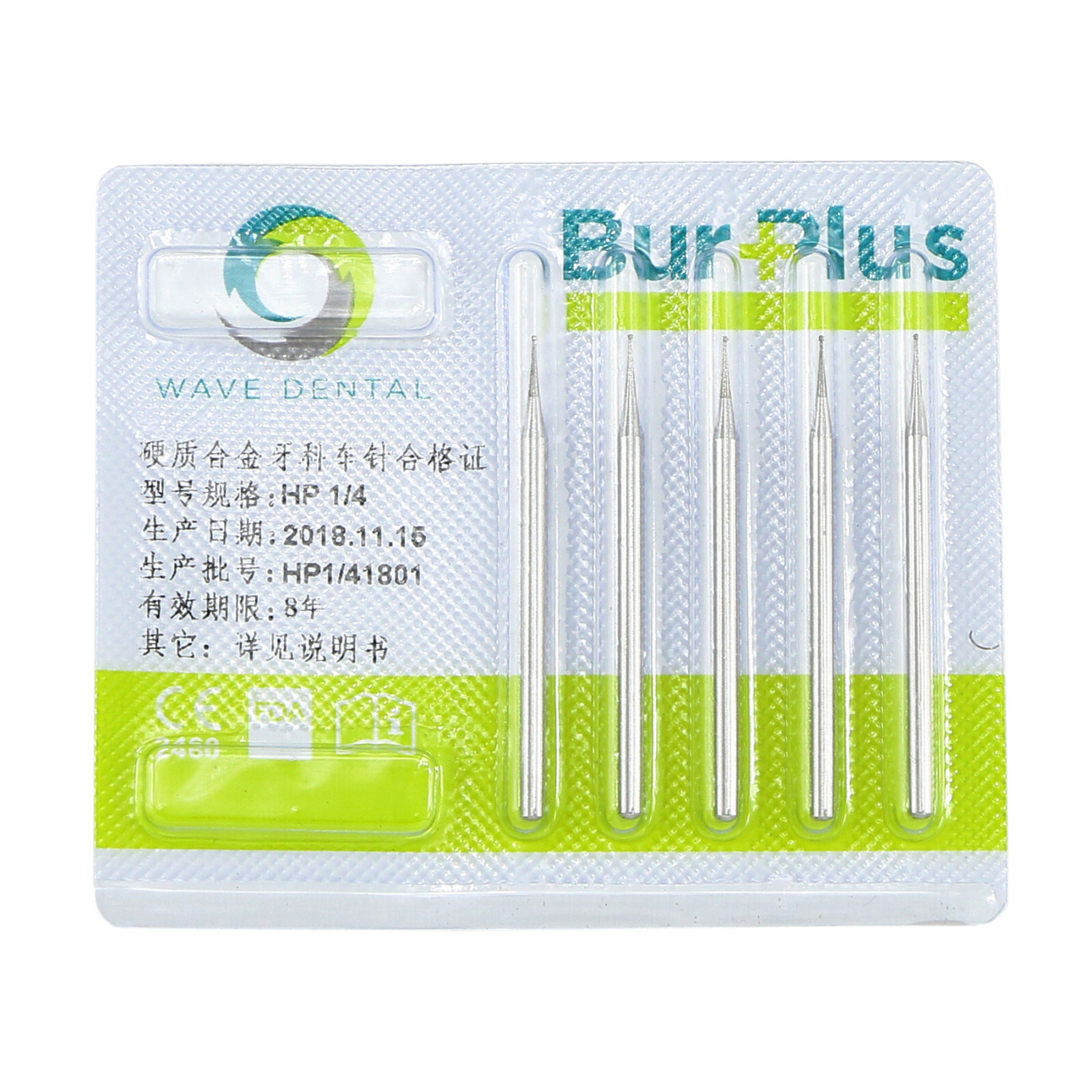 WAVE Dental Tungsten Carbide Drills Round Burs Straight Handpiece HP 5Pcs/Pack