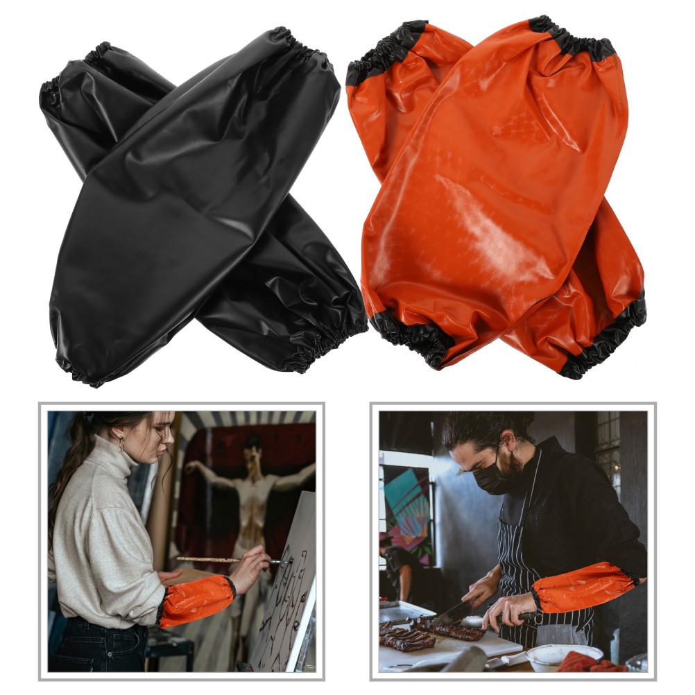 2 Pairs Waterproof PVC Working Sleeves Arm Covers for Kitchen and Home