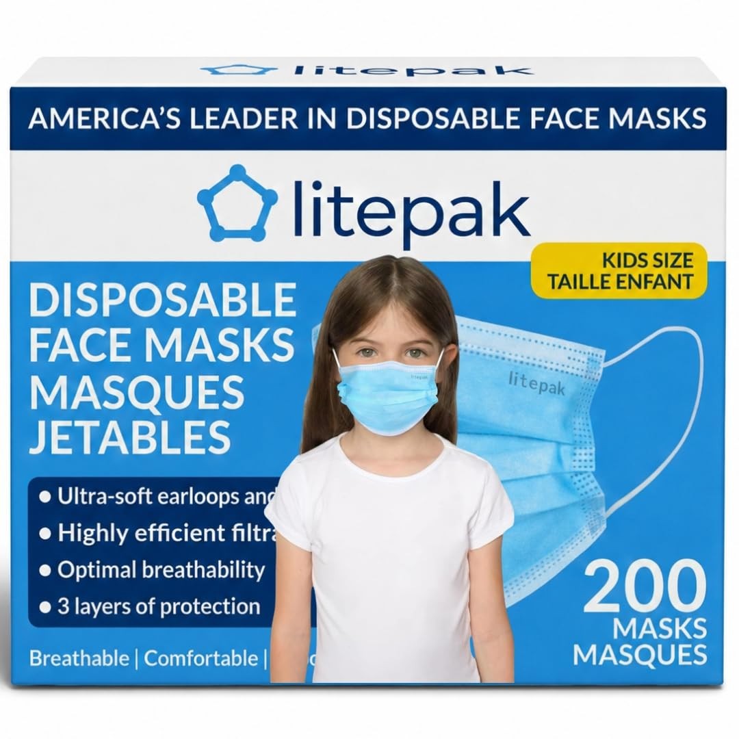 200pcs Kids Disposable Face Masks – 3 Ply 200 Count (Pack of 1), Blue