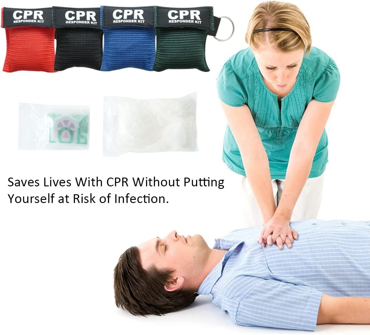 CPR Mask and PVC Disposable Gloves 20PCS for Pocket or Key chain, CPR Emergency