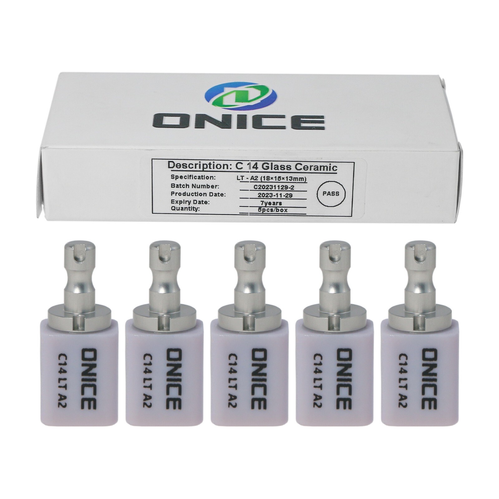 5pcs/Box C14 Dental LT-A2 Glass Ceramic Lithium Block Cerec Emax CAD CAM Blocks