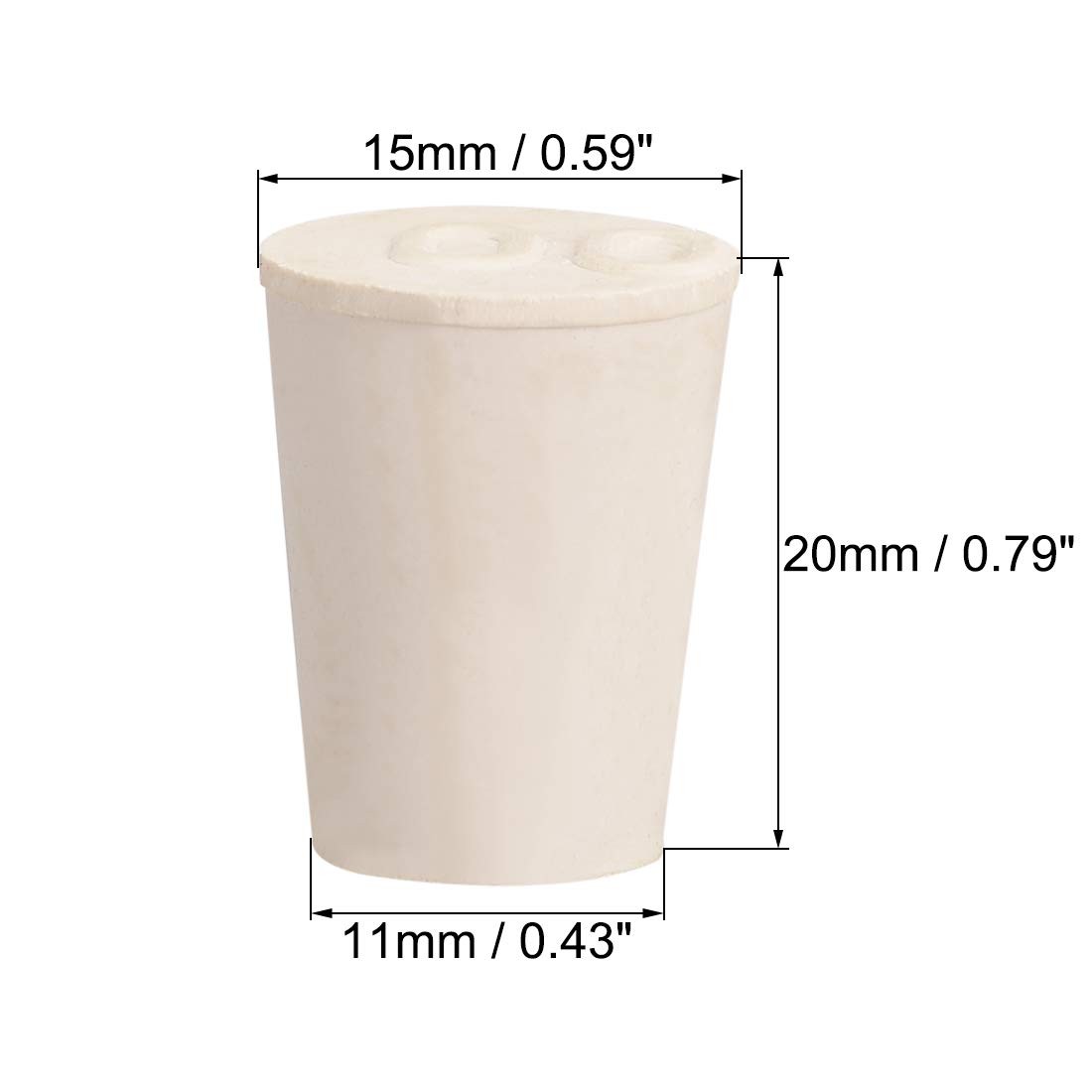 uxcell White Tapered Shaped Solid Rubber Stopper for Lab Tube 11x15x20mm