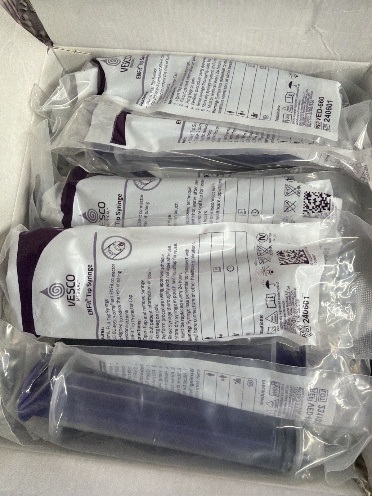 New Vesco Medical ENFIT Tip Syringe 60ML VED-660 (85 Total 3 Boxes)