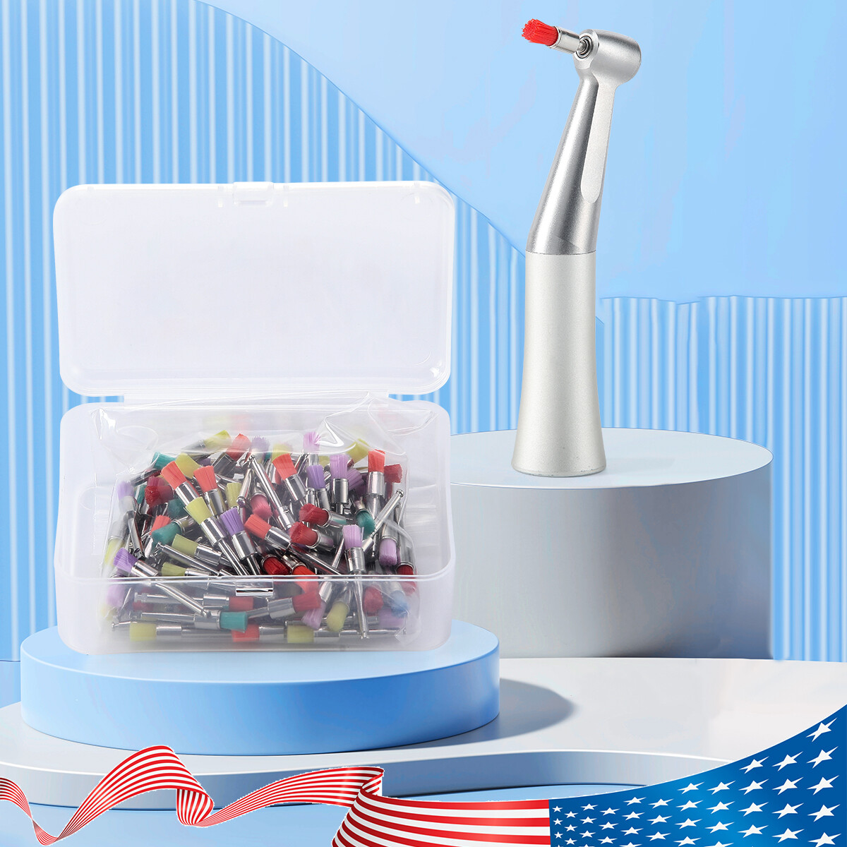 100pcs/Pack Dental Nylon Polishing Polisher Prophy Brushes Flat Latch Type RA