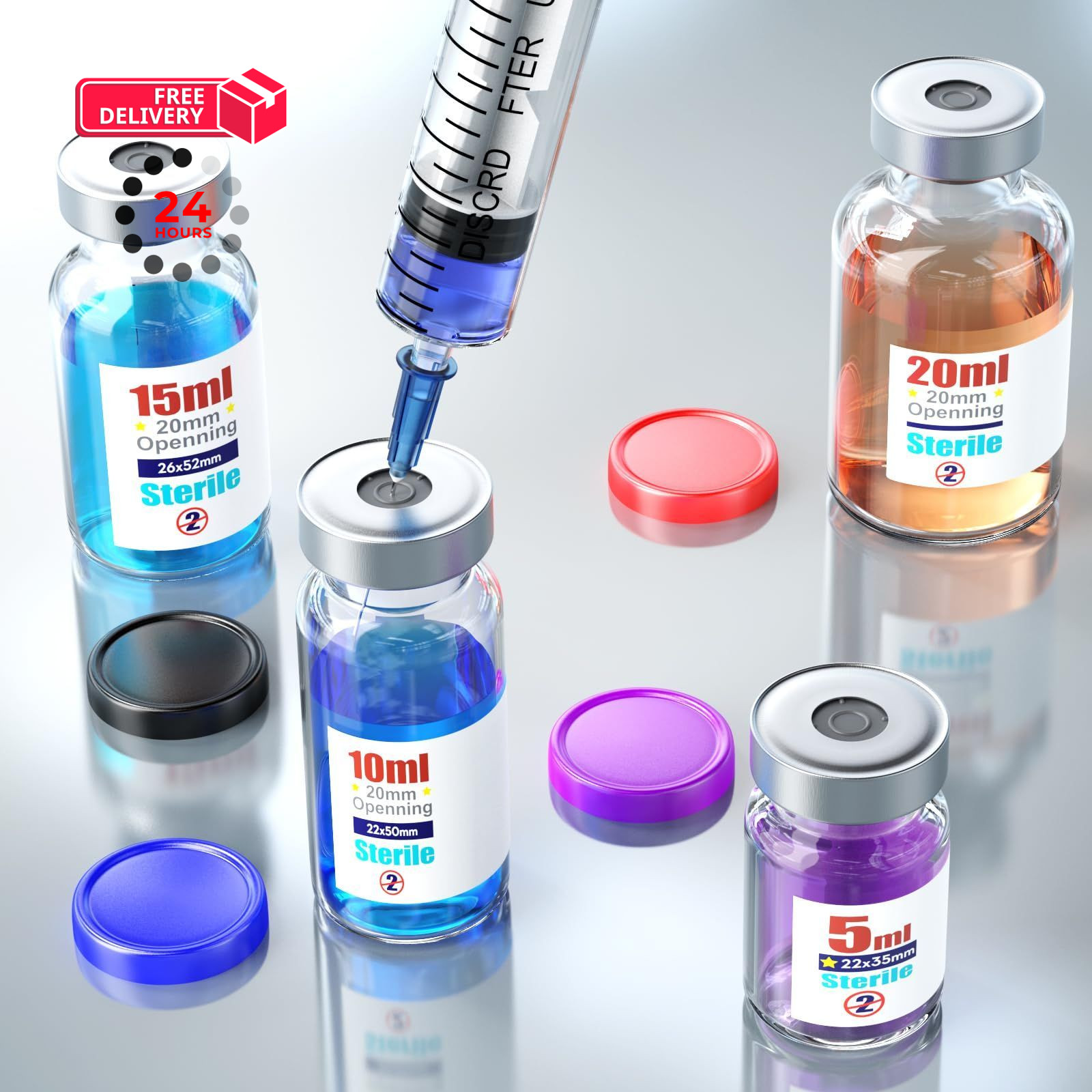 Ks-Tek Sterile Empty Vials with Self Healing Injection 10 ml, Transparent
