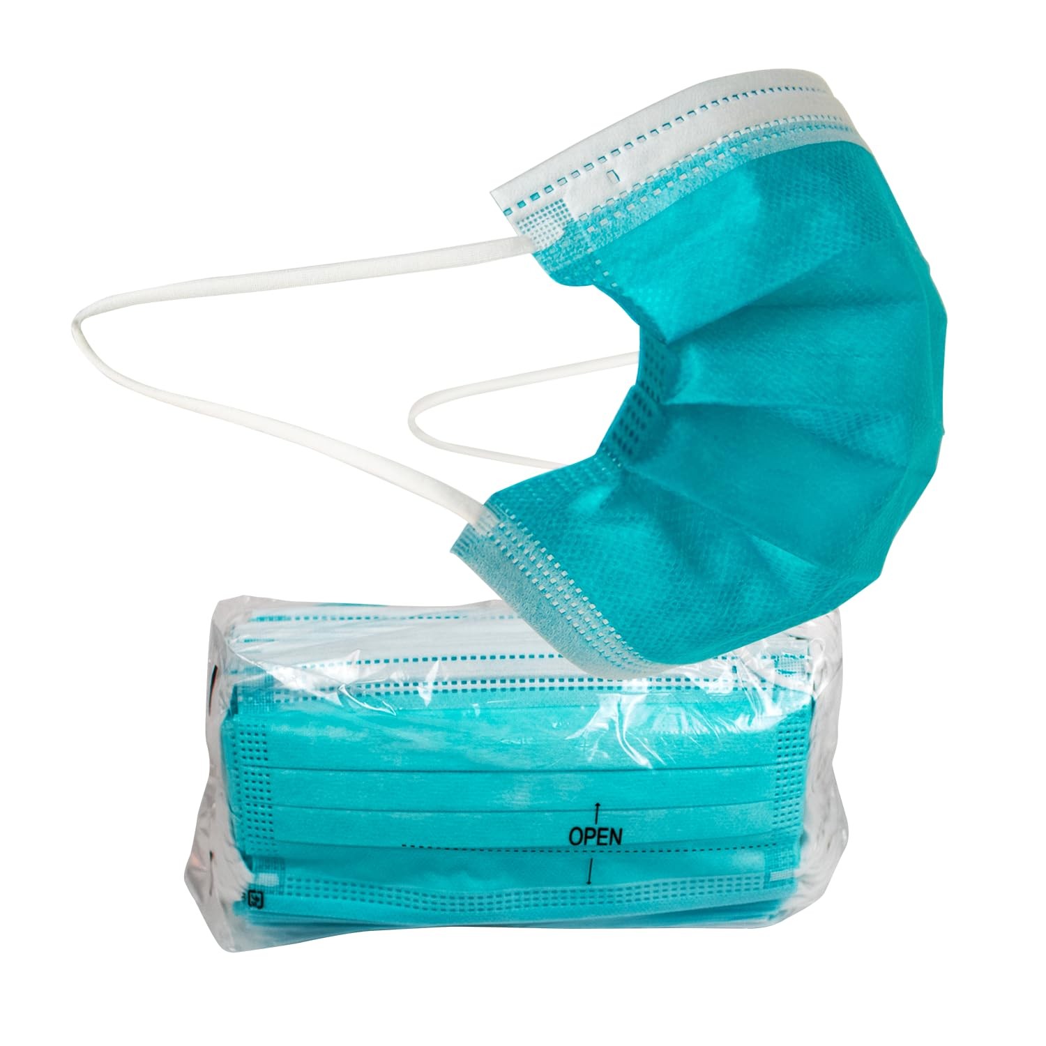 MASKT-01T-A iMask Premium ASTM Level 2 Disposable Face Masks, Teal, Pack of 50