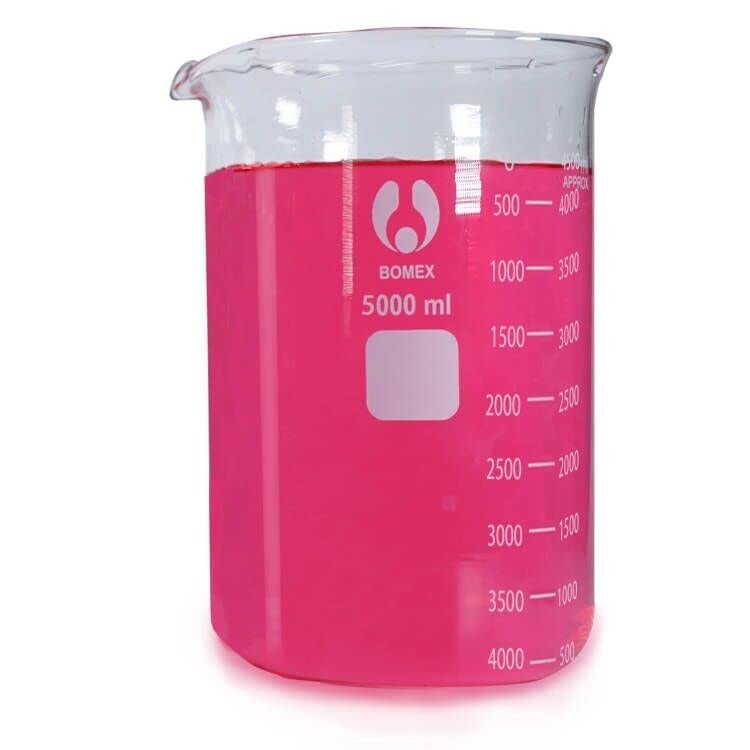 Scientific 5000ml Glass Beaker 3.3 Borosilicate Glass Double Scale Graduated NEW